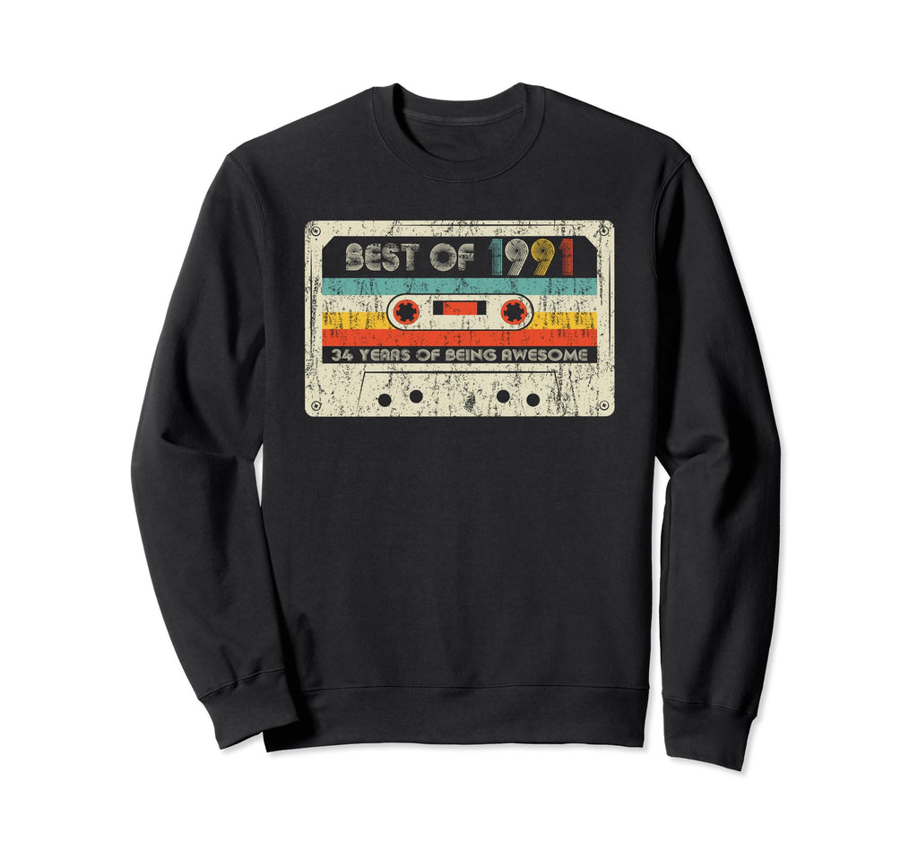 Best 1991 Birthday 1991 Cassette Sweatshirt - Novelty Apparel for Adults - T-Shirt, Sweatshirt, Hoodie