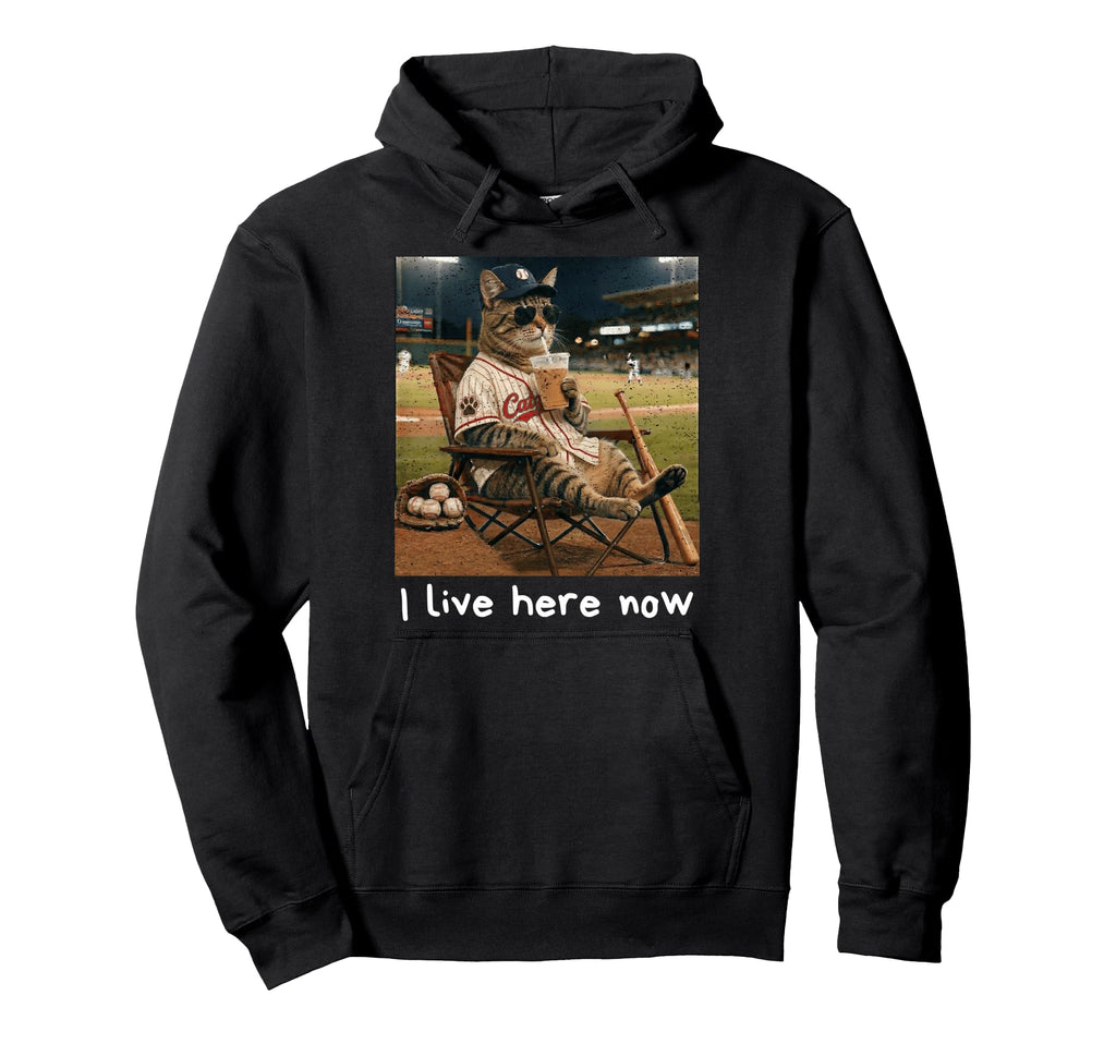 Funny Cat Baseball Field Hoodie - Casual Everyday Wear for Adults - T-Shirt, Sweatshirt, Hoodie