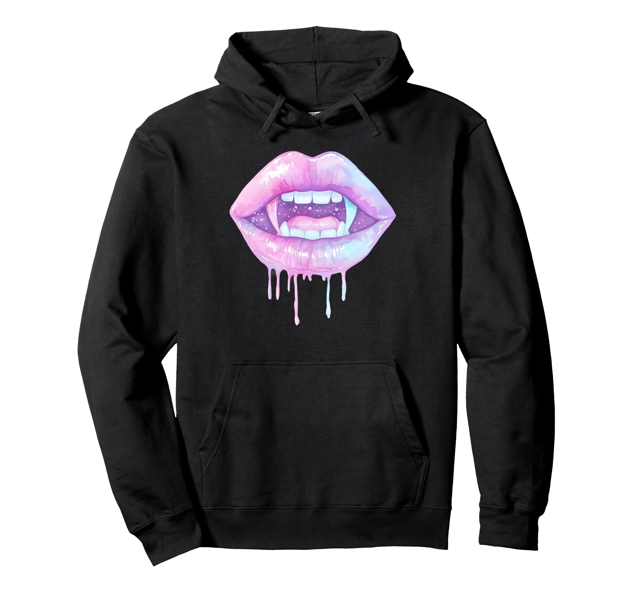 Pastel Goth Vampire Lips Dripping Y2K Hoodie - Unique Graphic Unisex - T-Shirt, Sweatshirt, Hoodie