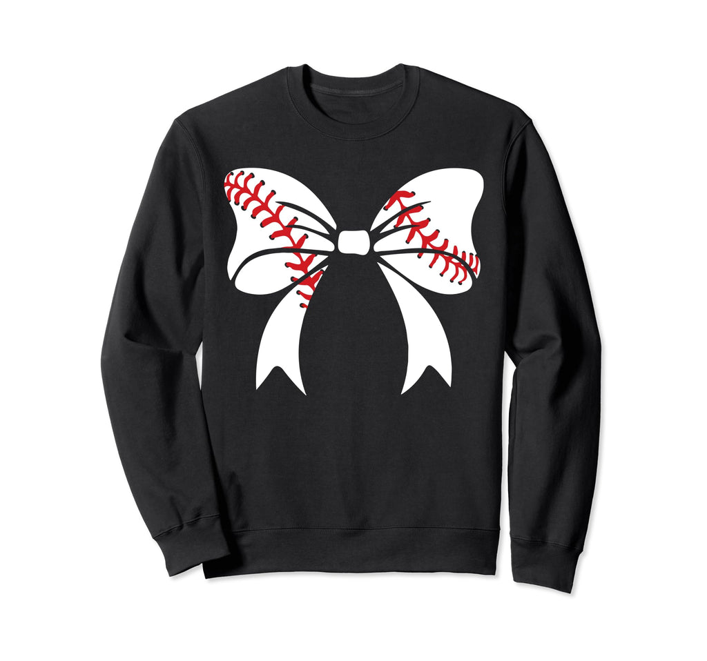 Baseball Bow Baseball Mom Sweatshirt - Casual Everyday Wear Men Women - T-Shirt, Sweatshirt, Hoodie
