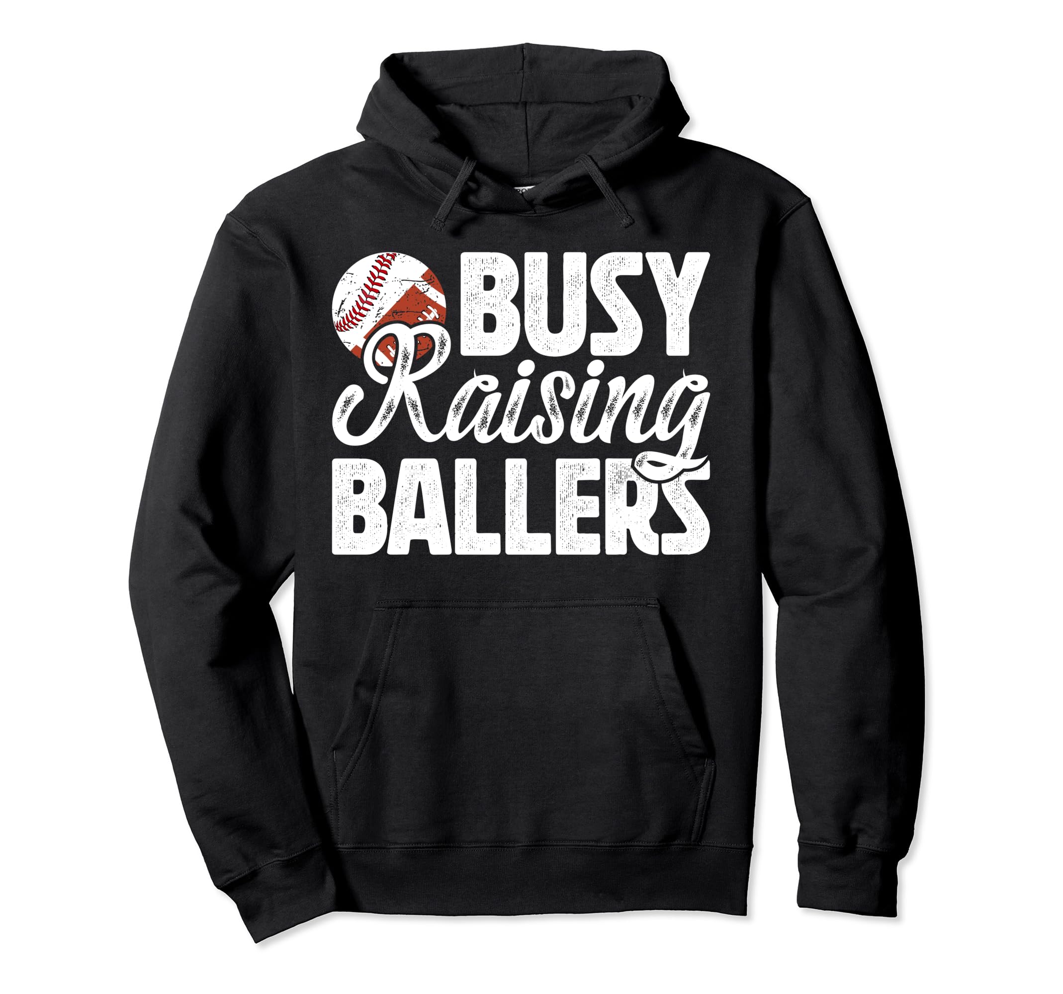 Busy Raising Ballers Football Baseball Dad Hoodie - Graphic Print Unisex - T-Shirt, Sweatshirt, Hoodie