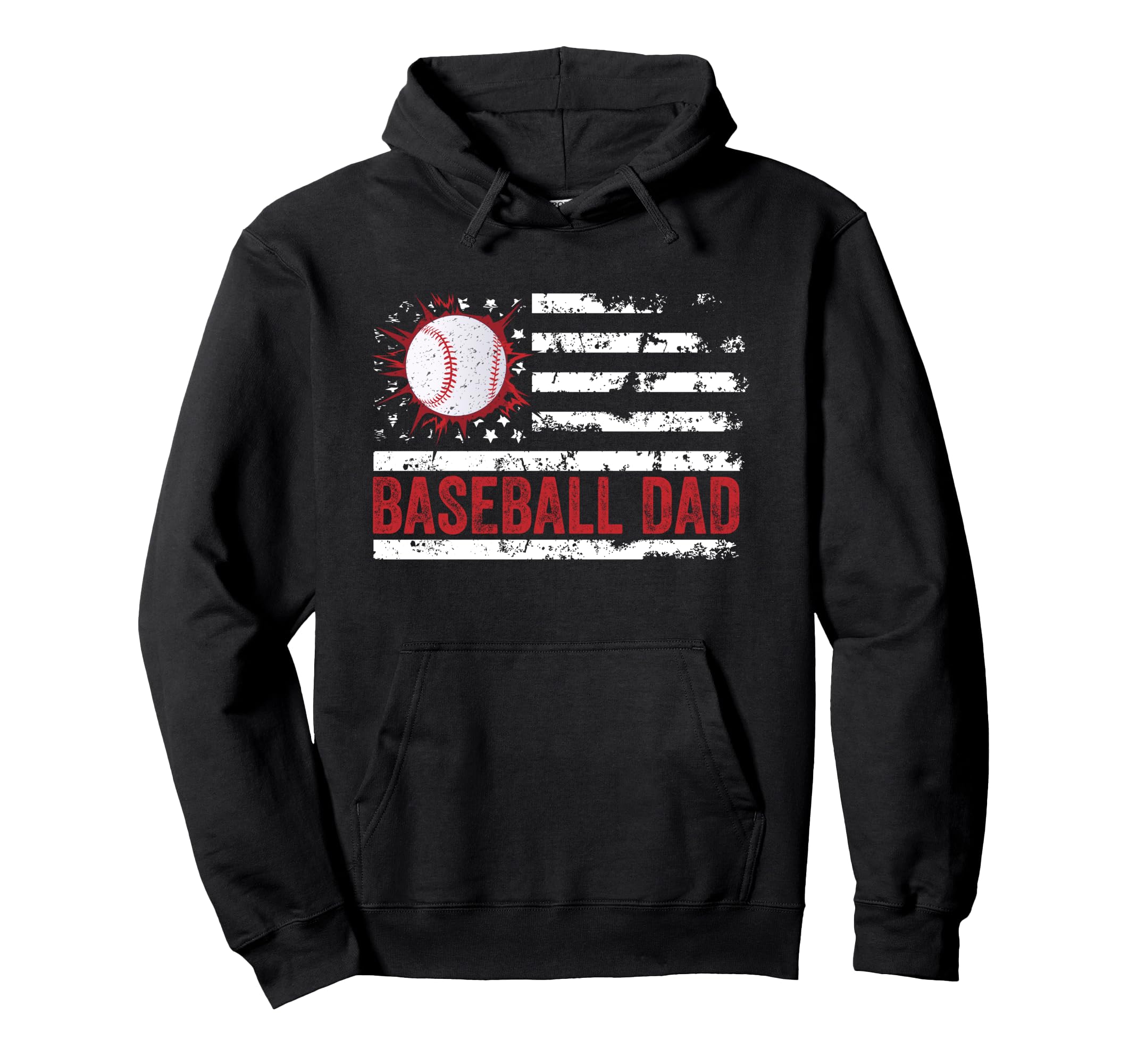 Baseball Dad Usa American Flag Fathers Hoodie - Graphic Print for Adults - T-Shirt, Sweatshirt, Hoodie