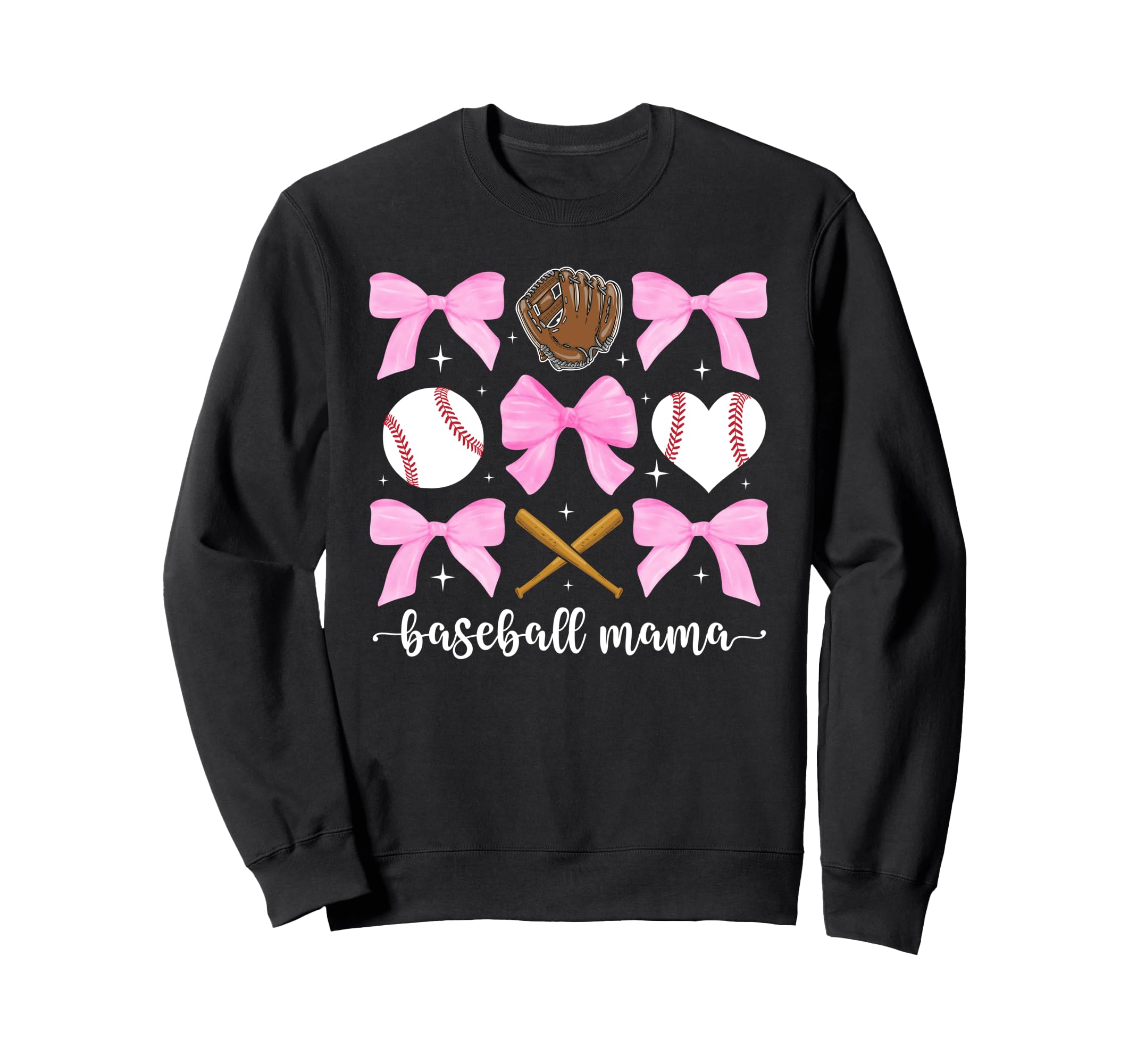 Baseball Mama Bow Baseball Mom Sweatshirt - Unique Graphic for Adults - T-Shirt, Sweatshirt, Hoodie