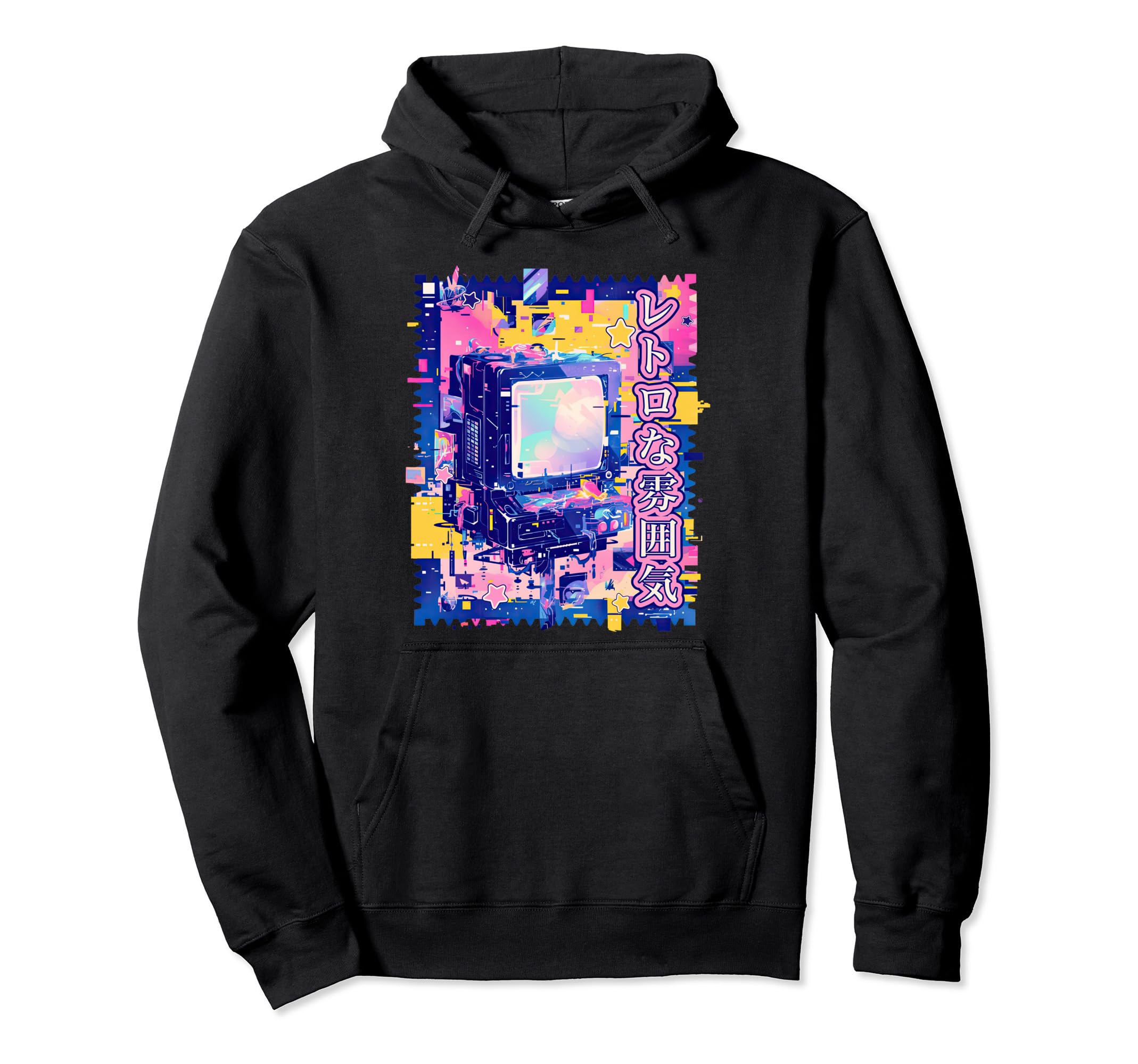 Y2K Glitch Old Computer Japanese Hoodie - Graphic Print for Adults - T-Shirt, Sweatshirt, Hoodie