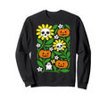 Boho Flower Pumpkin Skull Ghost Sweatshirt - Novelty Apparel Men Women - T-Shirt, Sweatshirt, Hoodie