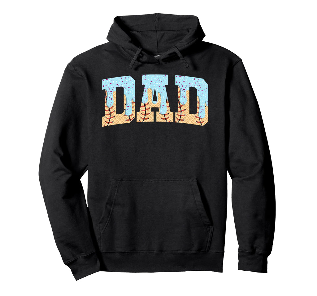 Baseball Dad Ice Cream Drip Fathers Day Hoodie - Unique Graphic Men Women - T-Shirt, Sweatshirt, Hoodie