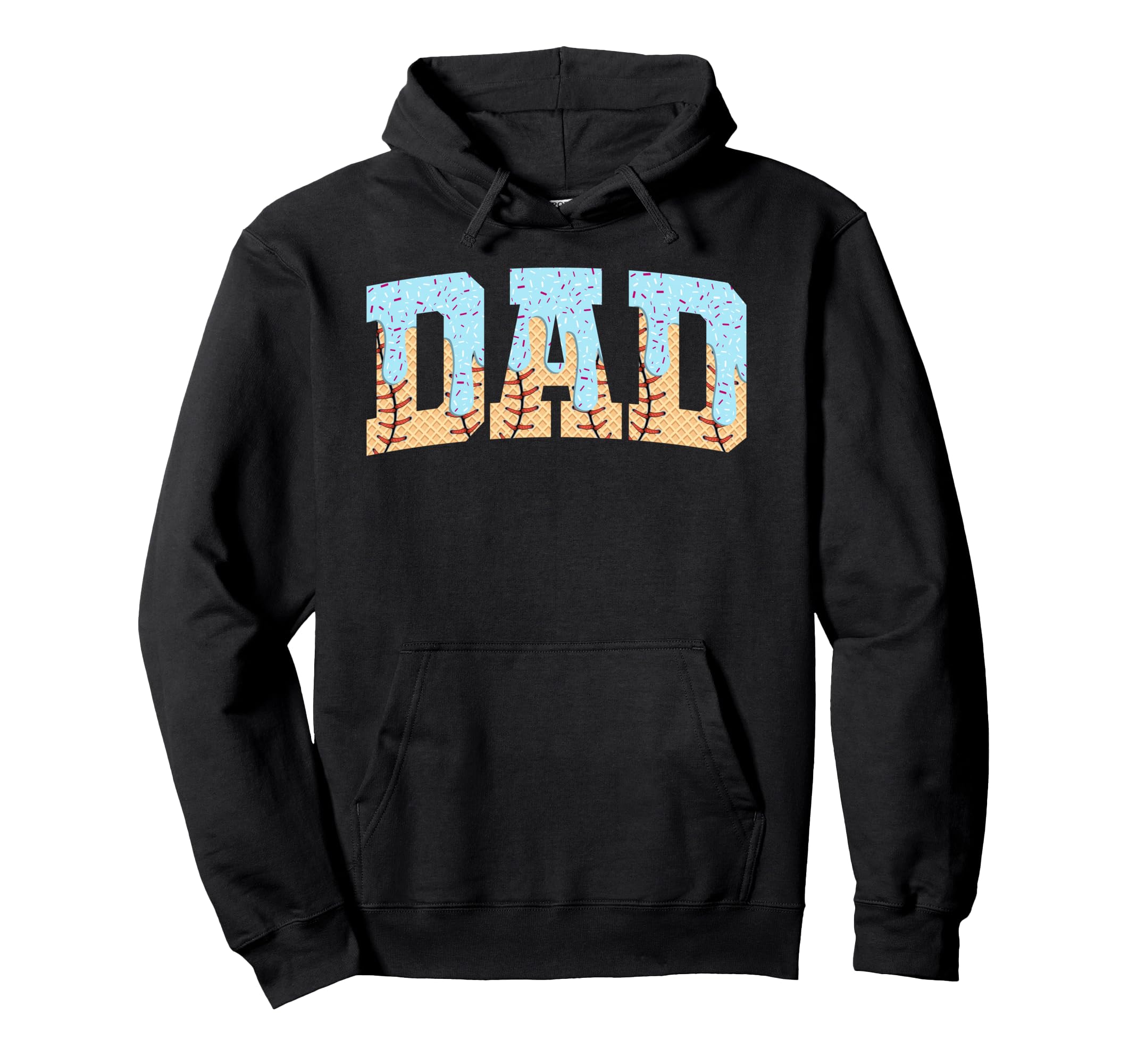 Baseball Dad Ice Cream Drip Fathers Day Hoodie - Unique Graphic Men Women - T-Shirt, Sweatshirt, Hoodie