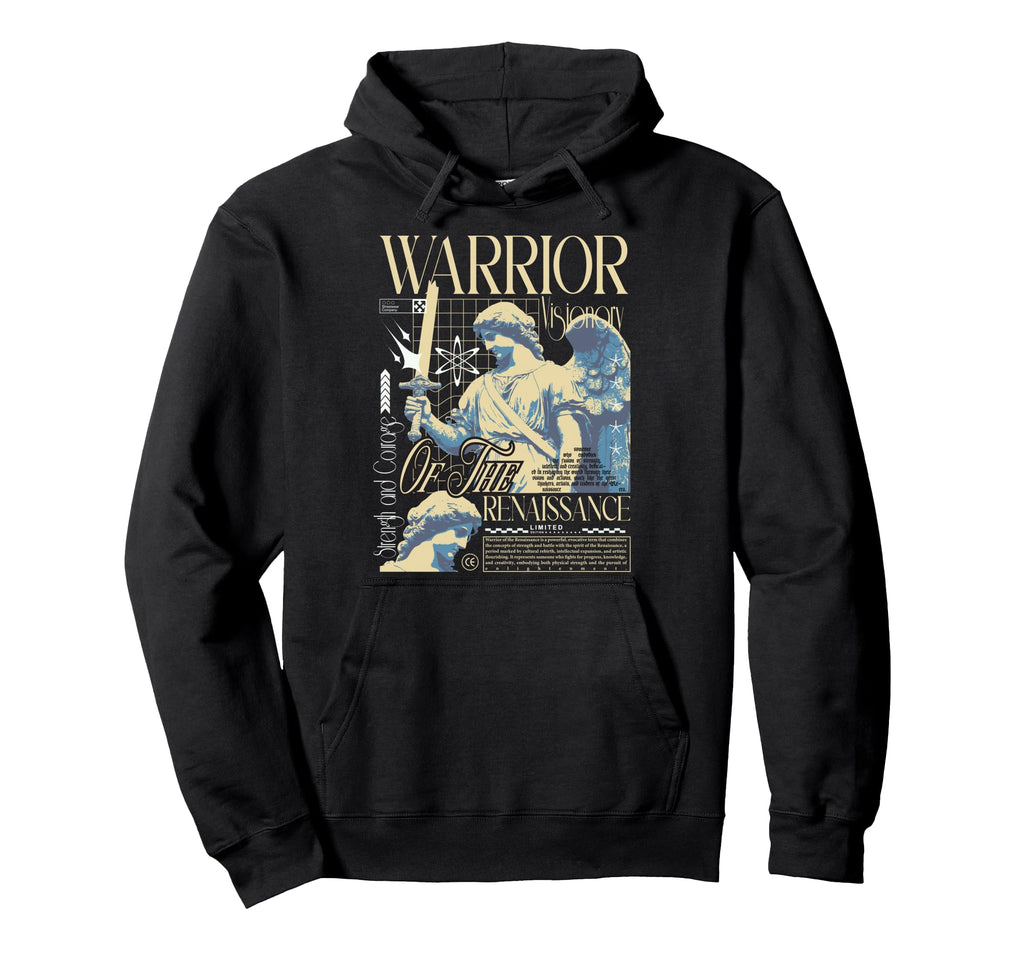 Y2K Warrior Bold Urban Graffiti Hoodie - Minimalist Print Men Women - T-Shirt, Sweatshirt, Hoodie