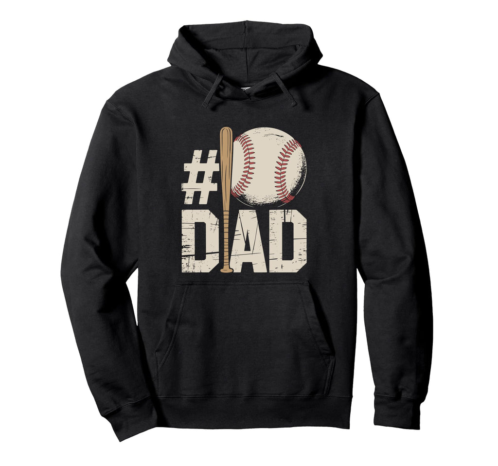 1 Dad Baseball Funny Sports Fathers Hoodie - Fun Novelty Design Men Women - T-Shirt, Sweatshirt, Hoodie