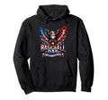 Proud Baseball Patriotic Baseball Dad Hoodie - Minimalist Print for Adults - T-Shirt, Sweatshirt, Hoodie