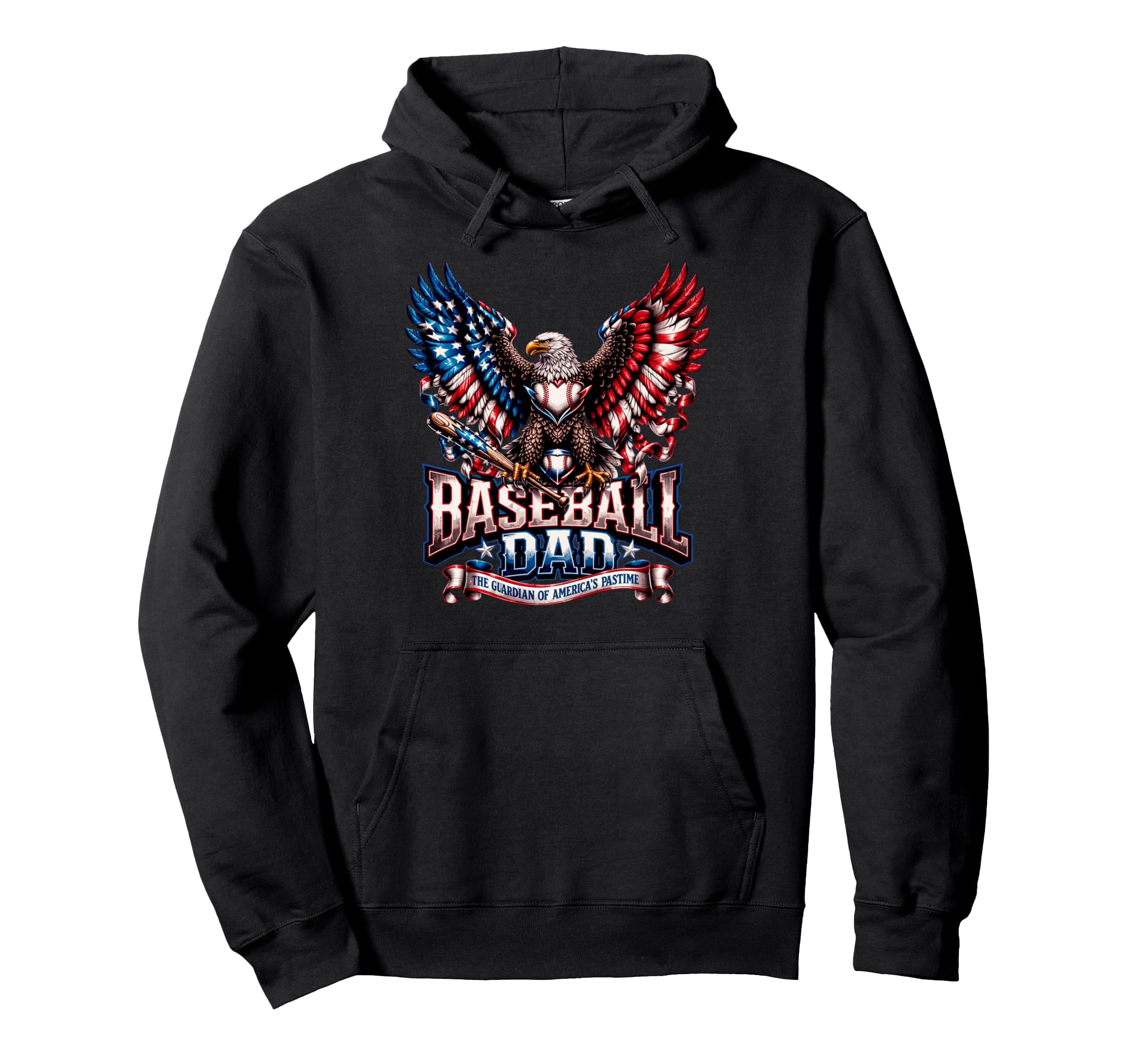 Proud Baseball Patriotic Baseball Dad Hoodie - Minimalist Print for Adults - T-Shirt, Sweatshirt, Hoodie