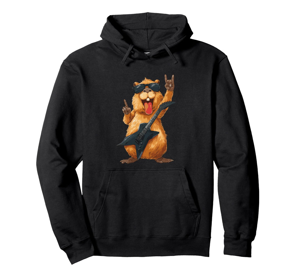 Funny Guinea Pig Rock Music Hoodie - Fun Novelty Design Men Women - T-Shirt, Sweatshirt, Hoodie