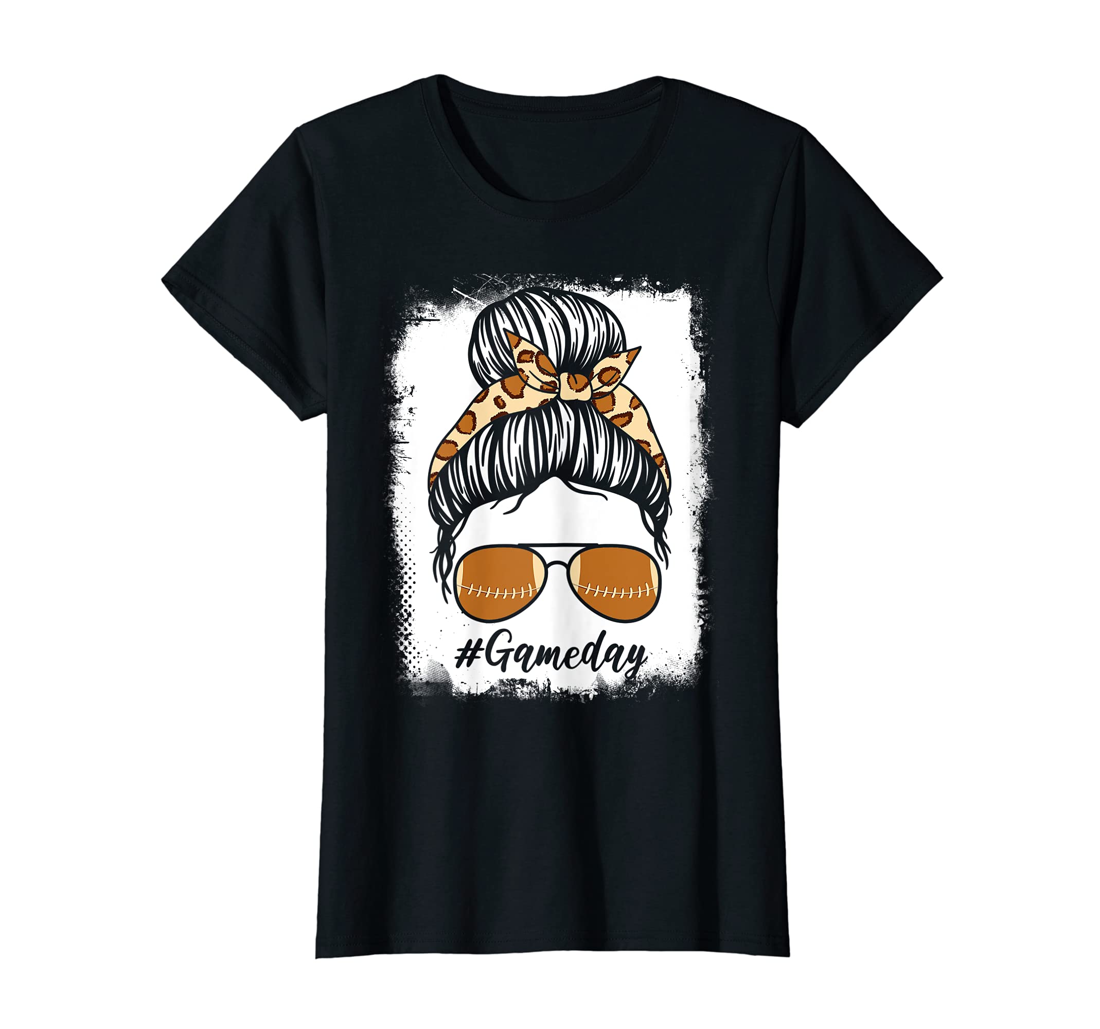 Womens Bleached Leopard Messy Bun T-Shirt - Custom Art Print Men Women - T-Shirt, Sweatshirt, Hoodie