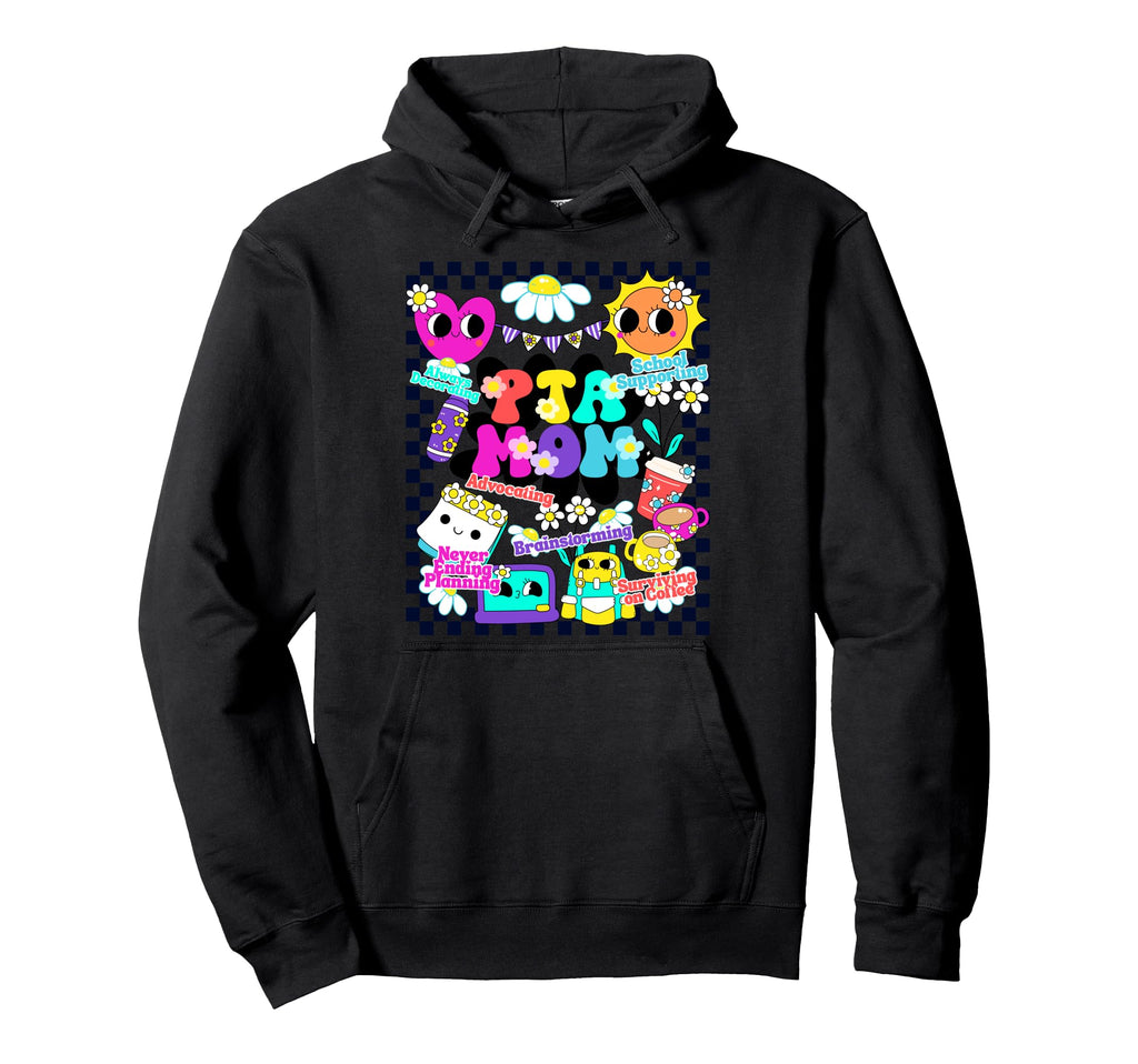 Groovy Pta Mom Flower Power School Hoodie - Graphic Print for Adults - T-Shirt, Sweatshirt, Hoodie