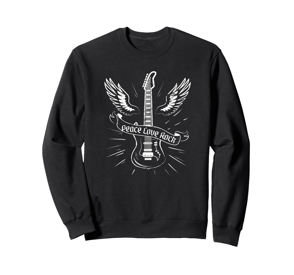 Peace Love Rock Musician Guitar Sweatshirt - Trendy Graphic Men Women - T-Shirt, Sweatshirt, Hoodie