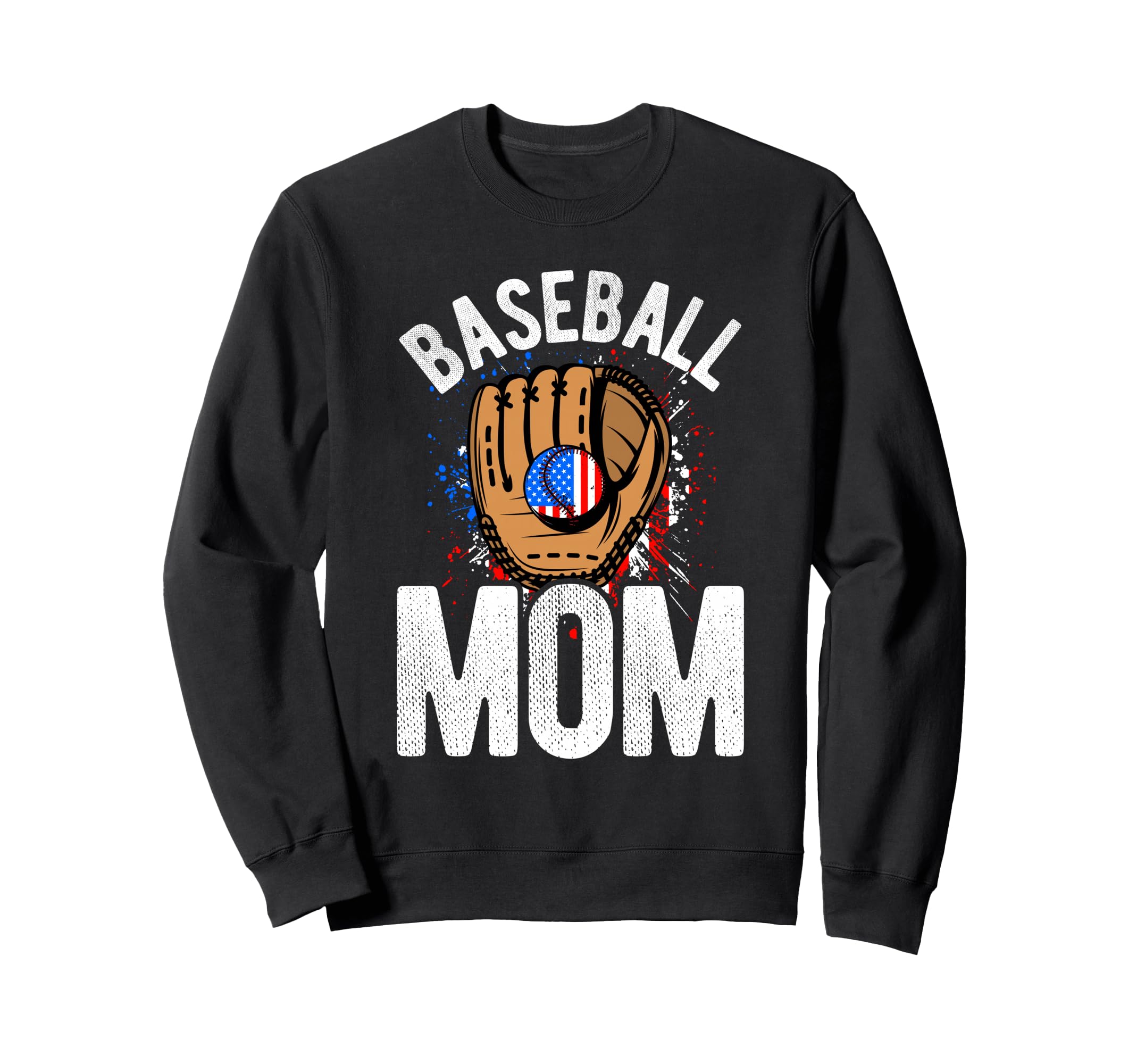 Baseball Mom Usa Flag Sweatshirt - Unique Graphic for Adults - T-Shirt, Sweatshirt, Hoodie