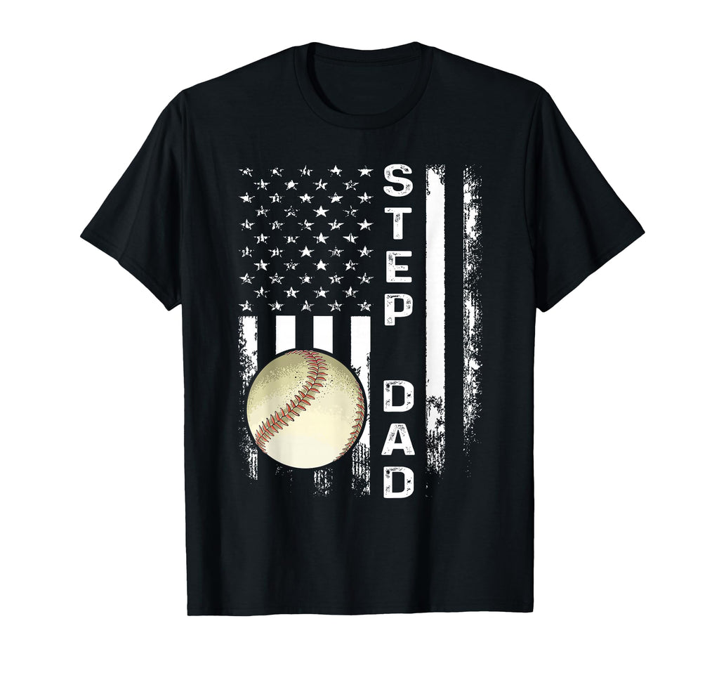 Baseball Step Dad America Flag T-Shirt - Aesthetic Graphic for Adults - T-Shirt, Sweatshirt, Hoodie
