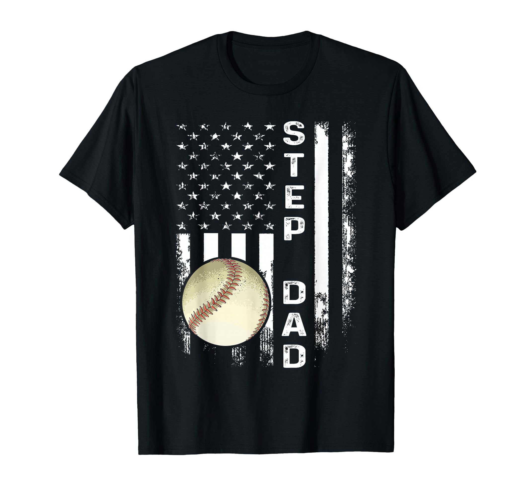 Baseball Step Dad America Flag T-Shirt - Aesthetic Graphic for Adults - T-Shirt, Sweatshirt, Hoodie