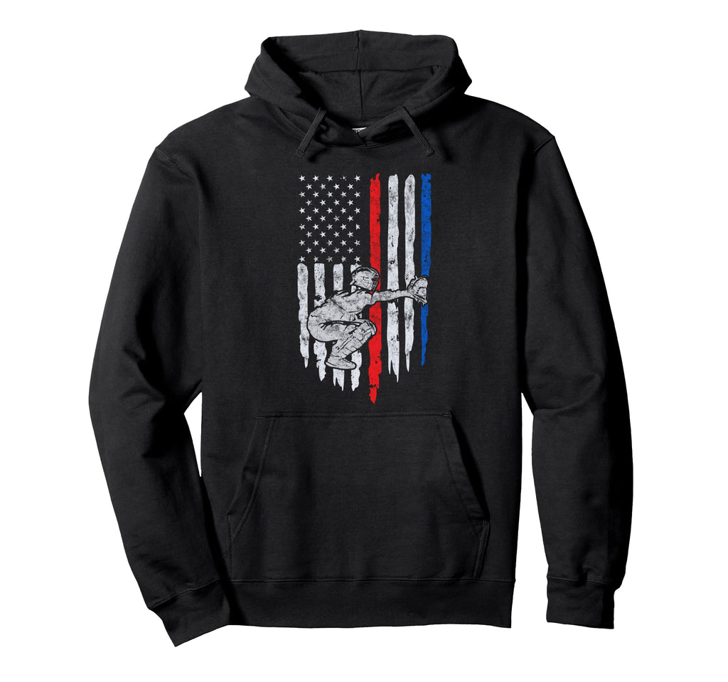 Baseball Us Flag Baseball Dad Player Coach Hoodie - Streetwear Style Unisex - T-Shirt, Sweatshirt, Hoodie