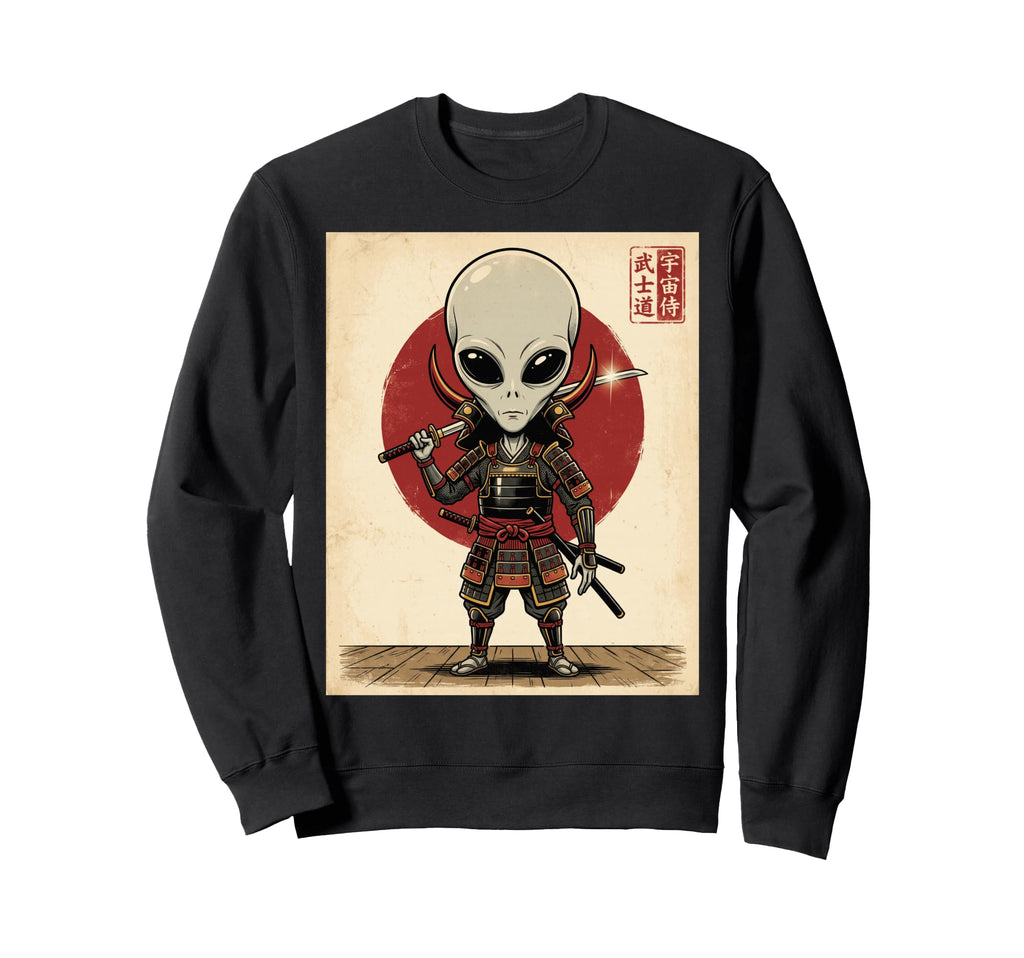 Alien Samurai Warrior Japanese Sweatshirt - Aesthetic Graphic Men Women - T-Shirt, Sweatshirt, Hoodie