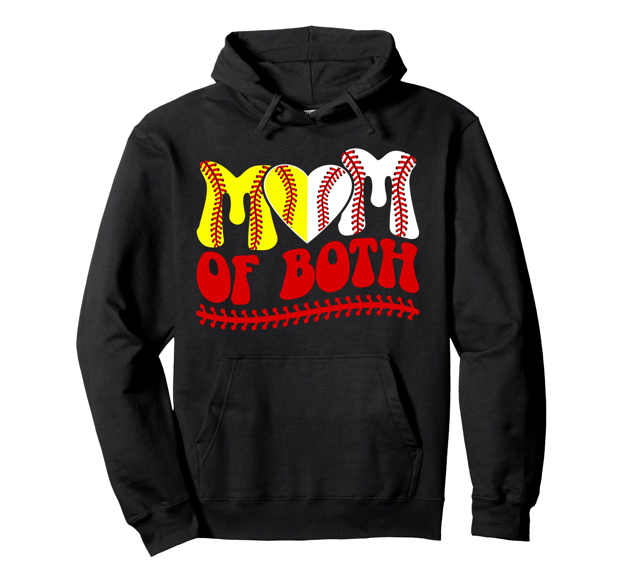 Mom Both Groovy Baseball Softball Mom Hoodie - Trendy Graphic for Adults - T-Shirt, Sweatshirt, Hoodie
