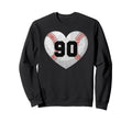 Baseball Number 90 Distressed Heart Sweatshirt - Graphic Print Men Women - T-Shirt, Sweatshirt, Hoodie