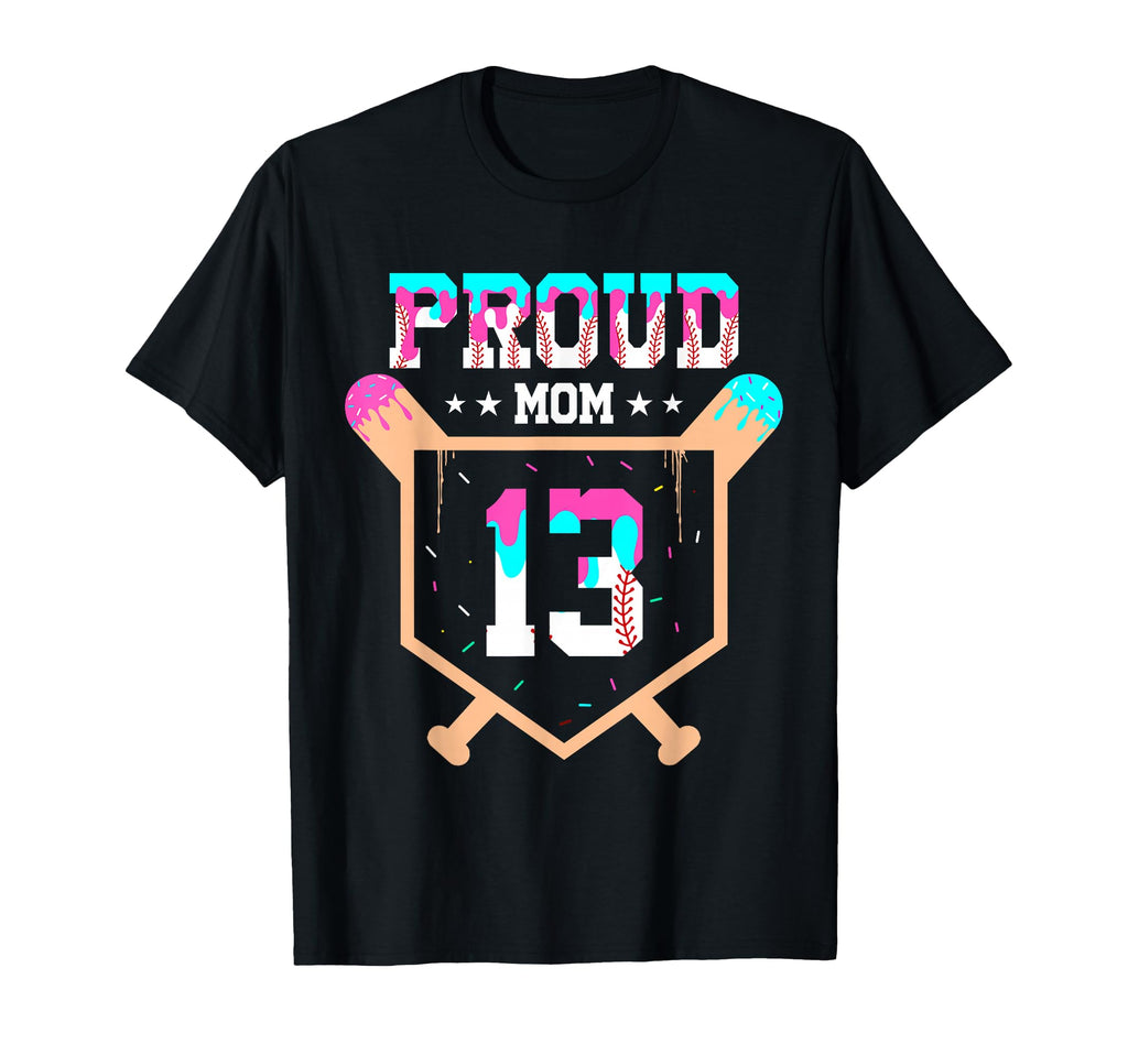 Proud Mom Baseball Player Number 13 T-Shirt - Custom Art Print for Adults - T-Shirt, Sweatshirt, Hoodie