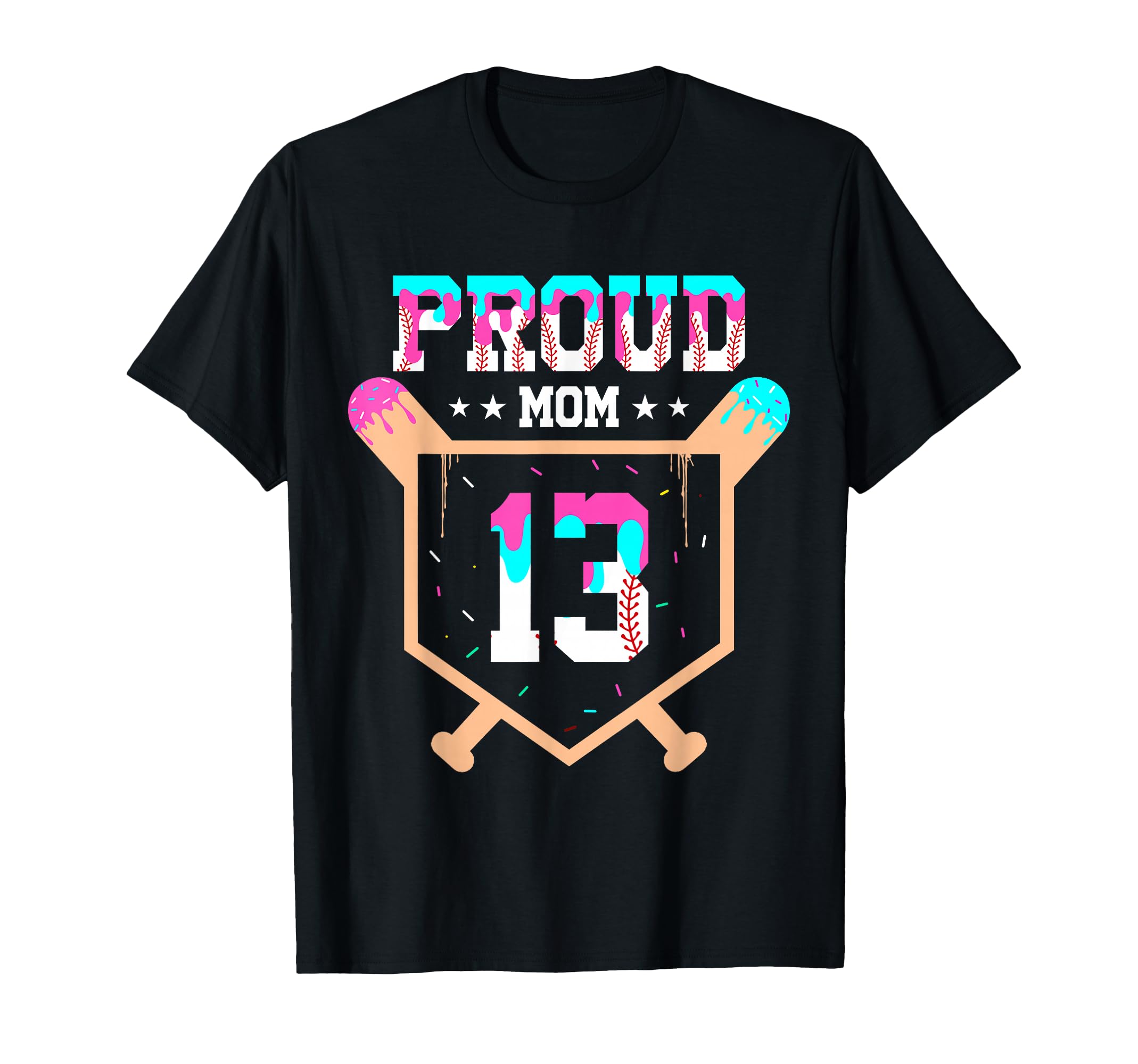 Proud Mom Baseball Player Number 13 T-Shirt - Custom Art Print for Adults - T-Shirt, Sweatshirt, Hoodie