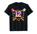 12Th Birthday Baseball Drip 12 Year Old T-Shirt - Minimalist Print Unisex - T-Shirt, Sweatshirt, Hoodie