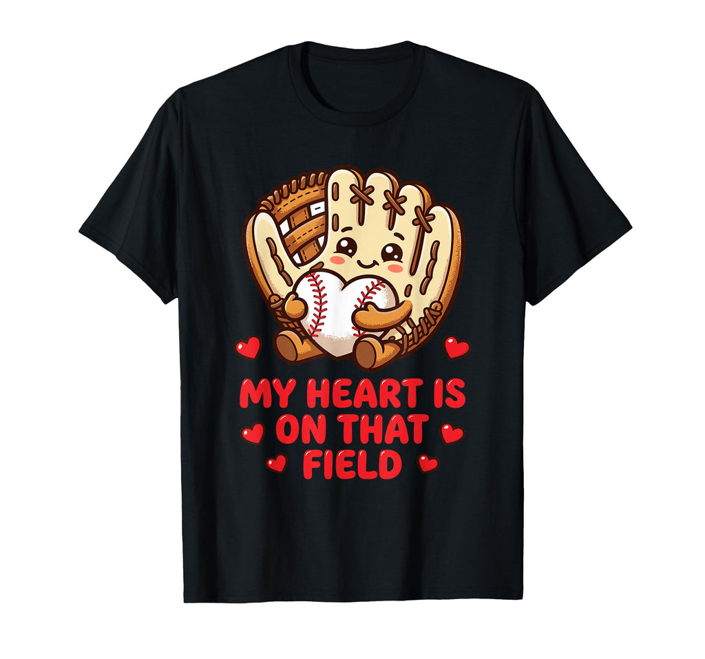 My Heart Is That Field Kawaii Baseball T-Shirt - Unique Graphic for Adults - T-Shirt, Sweatshirt, Hoodie