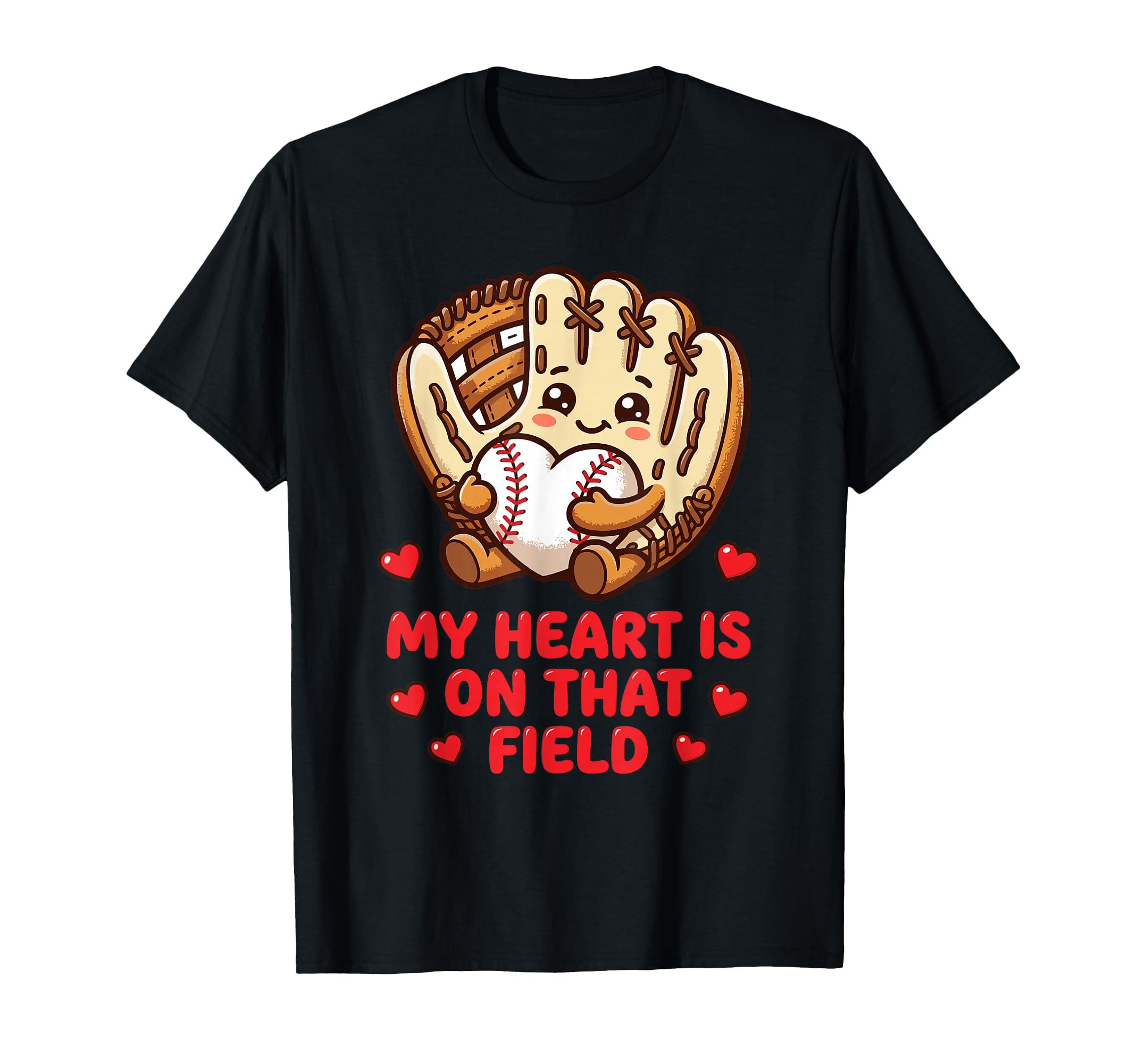 My Heart Is That Field Kawaii Baseball T-Shirt - Unique Graphic for Adults - T-Shirt, Sweatshirt, Hoodie