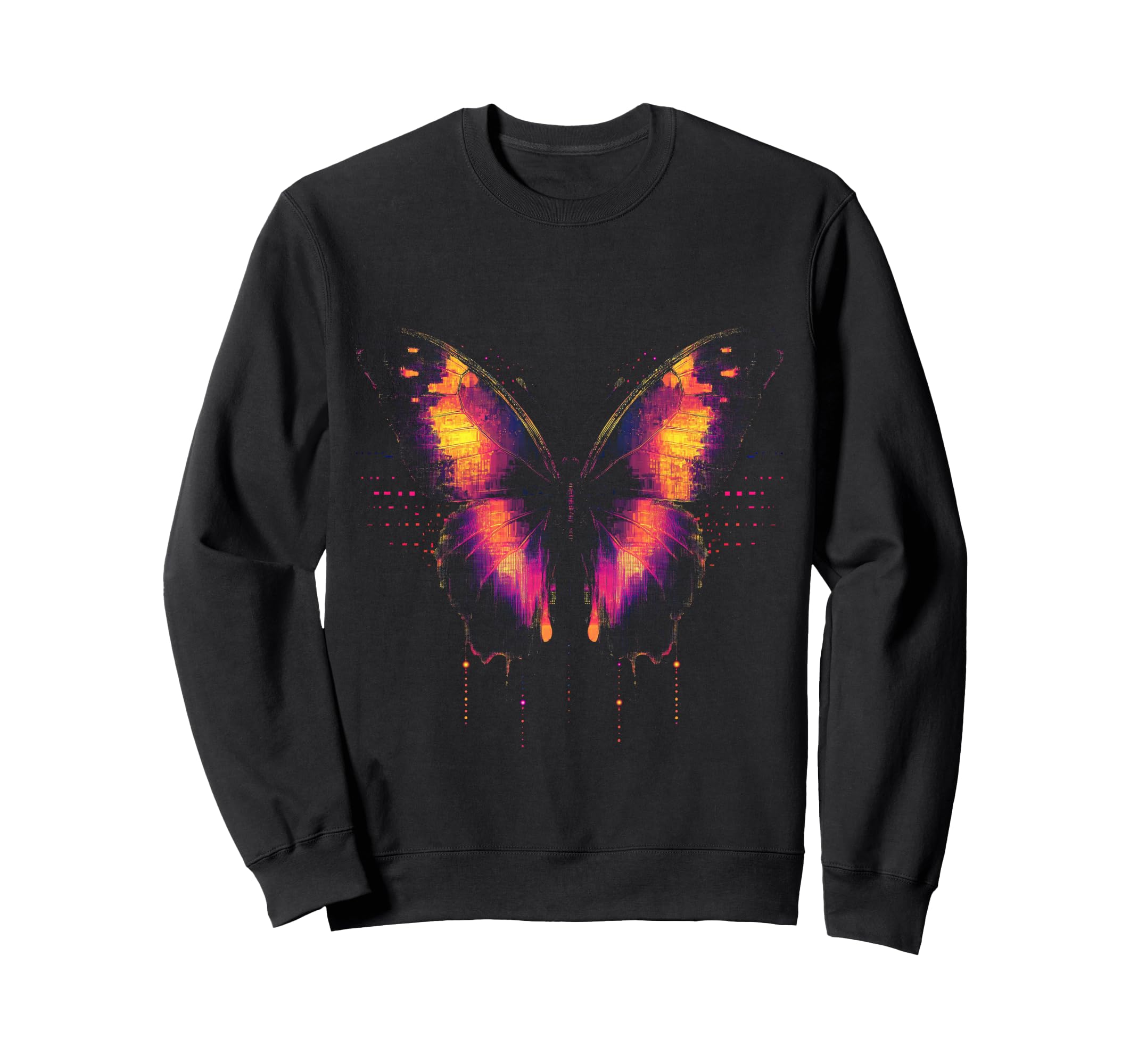 Y2K Glitch Butterfly Colorful Sweatshirt - Minimalist Print Men Women - T-Shirt, Sweatshirt, Hoodie