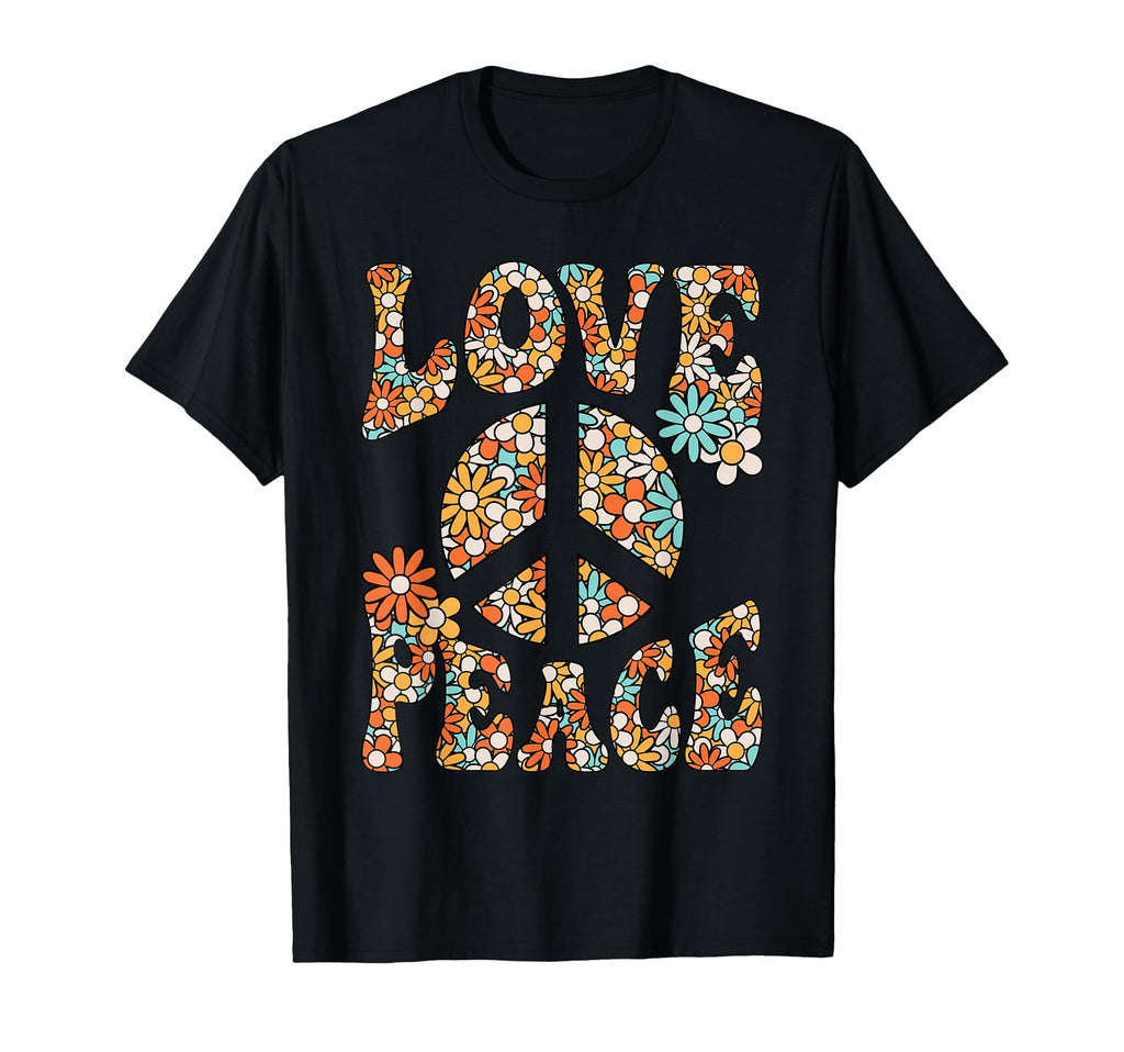 Love Peace Sign Hippie Flower T-Shirt - Fun Novelty Design for Adults - T-Shirt, Sweatshirt, Hoodie