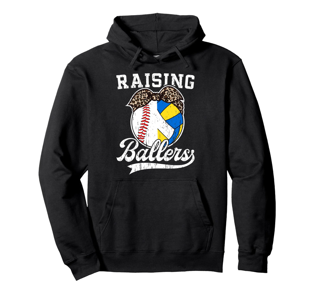 Raising Ballers Baseball Volleyball Hoodie - Casual Everyday Wear Unisex - T-Shirt, Sweatshirt, Hoodie