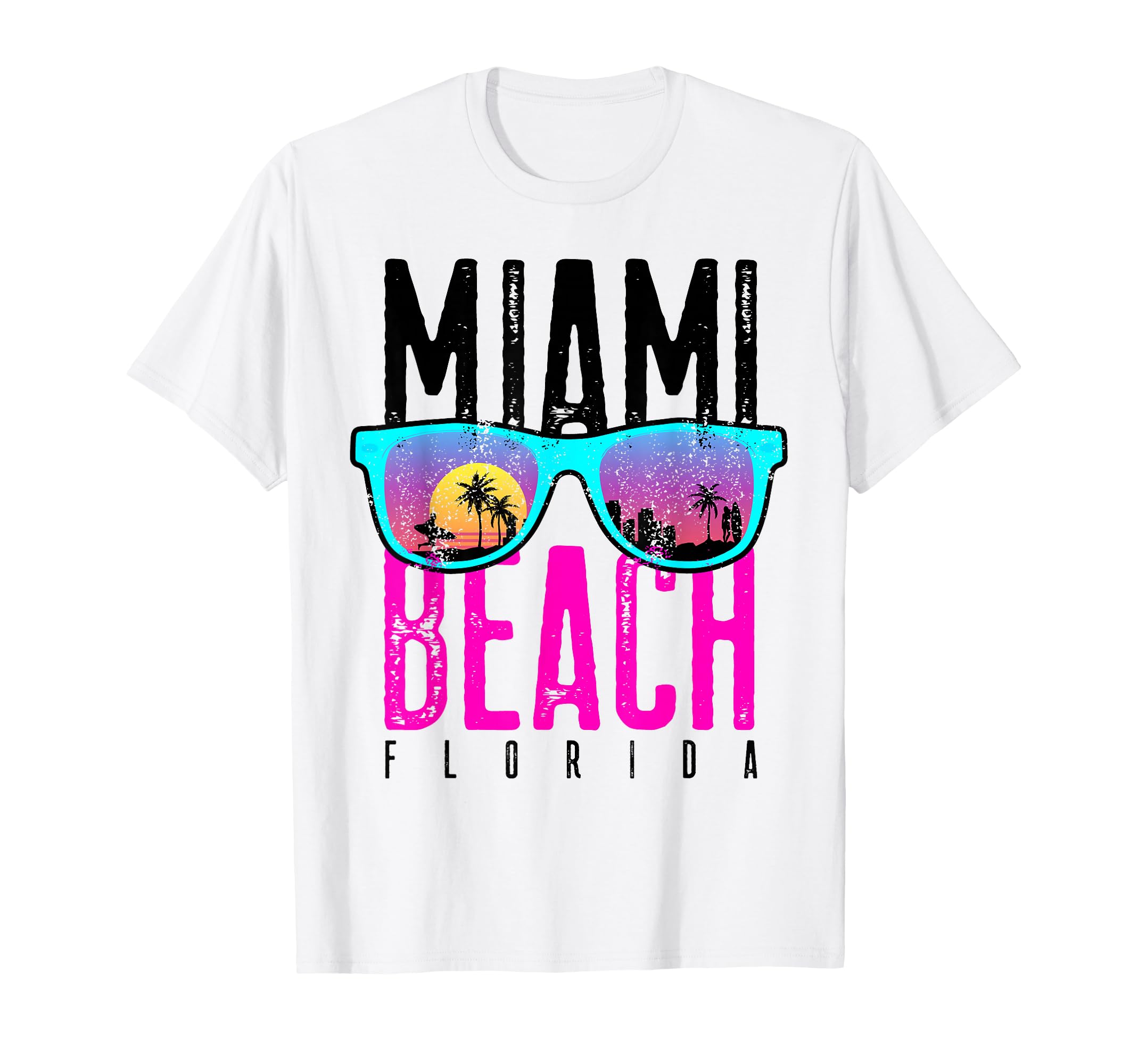 Miami Beach Florida Sunset Souvenir Surf T-Shirt - Graphic Print Men Women - T-Shirt, Sweatshirt, Hoodie