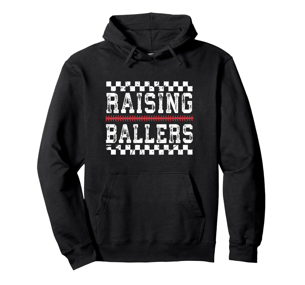 Raising Ballers Baseball Mom Dad Sports Pride Hoodie - Graphic Print Unisex - T-Shirt, Sweatshirt, Hoodie