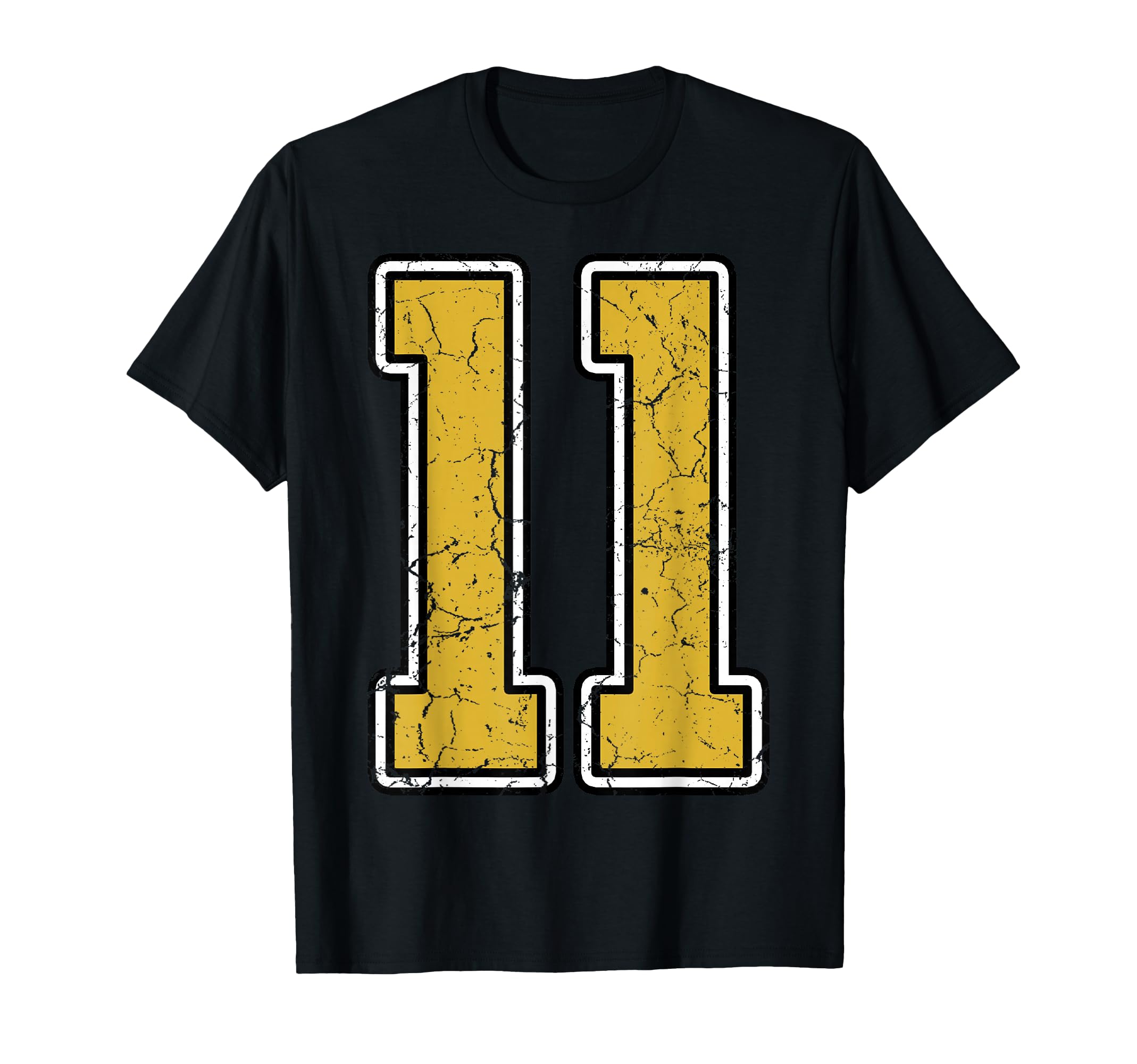 Old Gold Black White Sports Number 11 T-Shirt - Novelty Apparel for Adults - T-Shirt, Sweatshirt, Hoodie