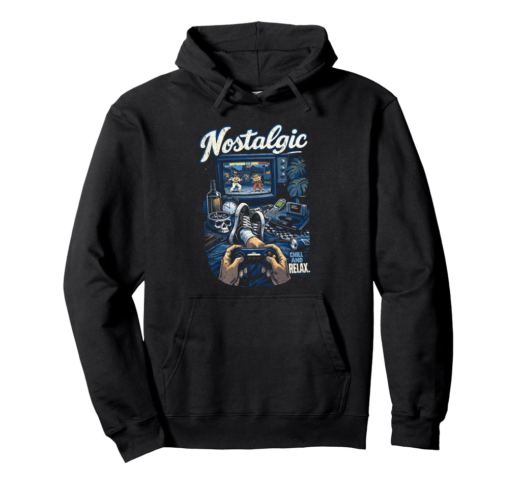Nostalgic Gamer Chill Relax Old Hoodie - Fun Novelty Design Men Women - T-Shirt, Sweatshirt, Hoodie
