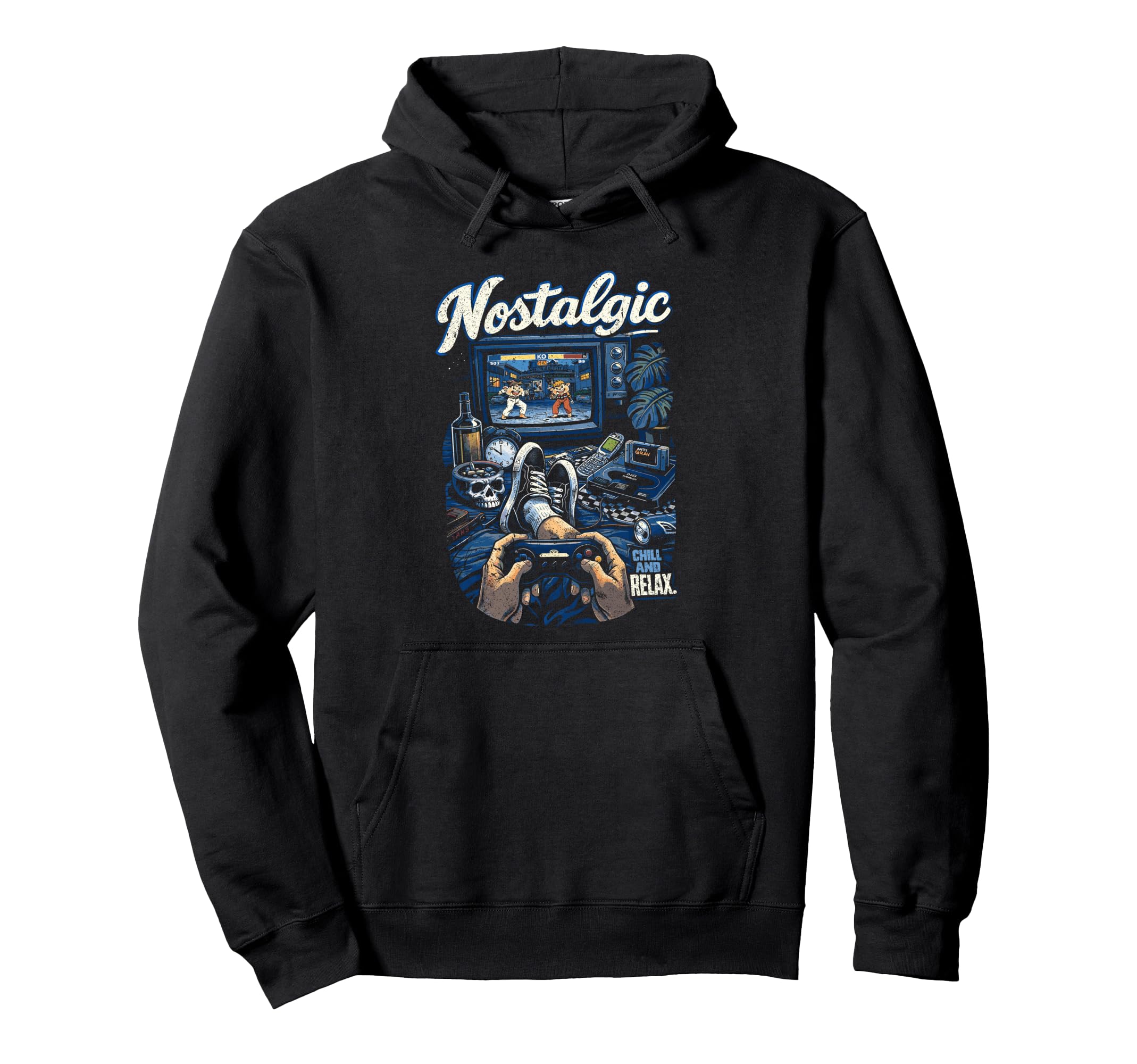 Nostalgic Gamer Chill Relax Old Hoodie - Fun Novelty Design Men Women - T-Shirt, Sweatshirt, Hoodie