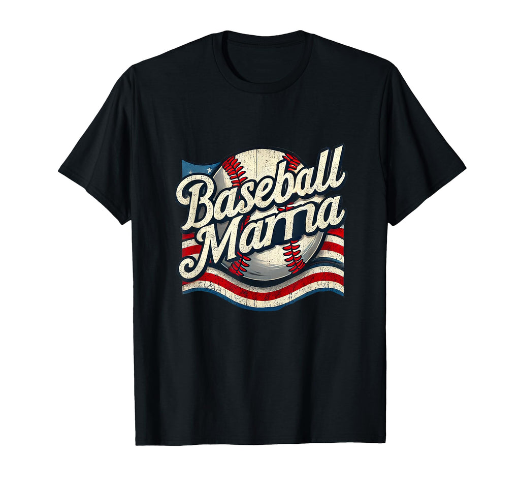 Baseball Mama American Flag Mothers Day T-Shirt - Unique Graphic Men Women - T-Shirt, Sweatshirt, Hoodie