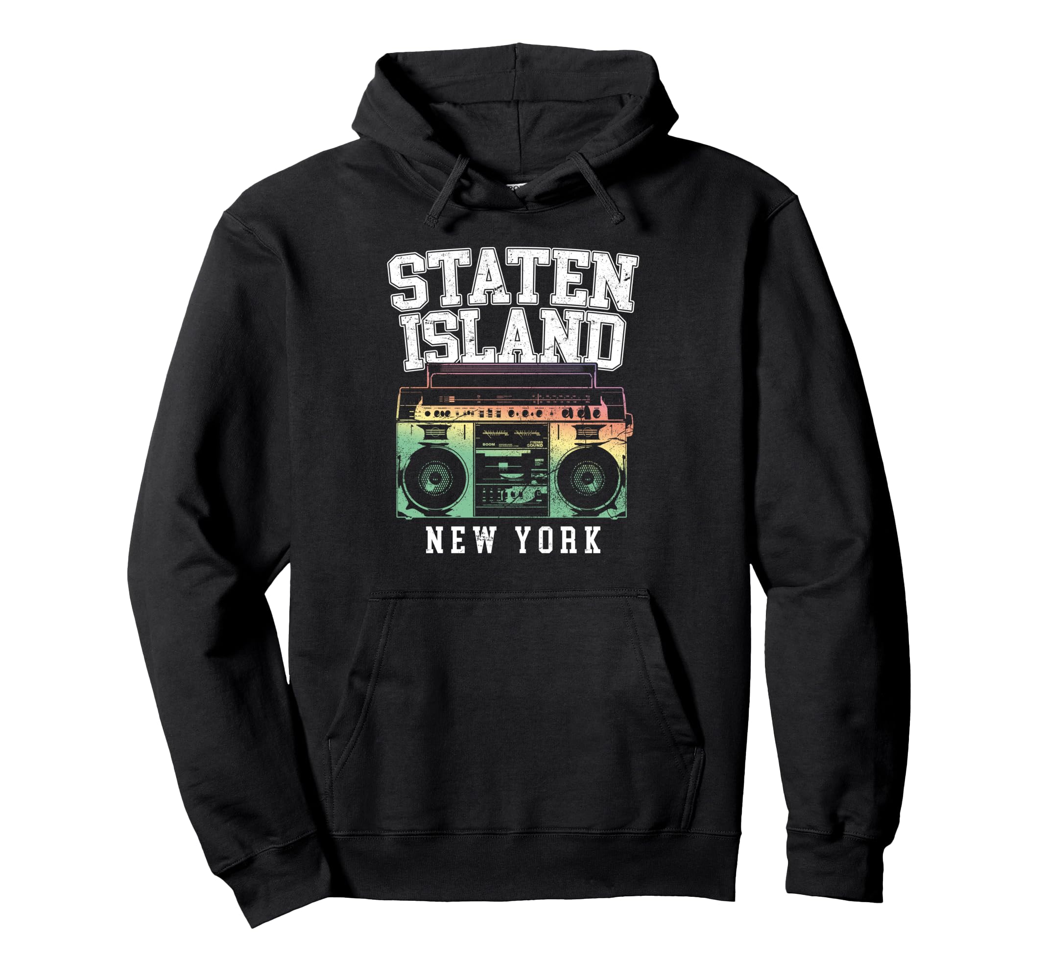 Staten Island New York Nyc Boombox Old Hoodie - Novelty Apparel Unisex - T-Shirt, Sweatshirt, Hoodie