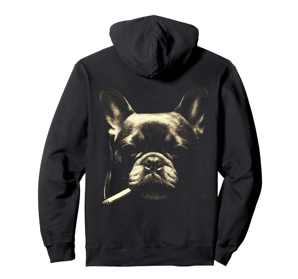 French Bulldog Smoking Cigarette Hoodie - Novelty Apparel for Adults - T-Shirt, Sweatshirt, Hoodie