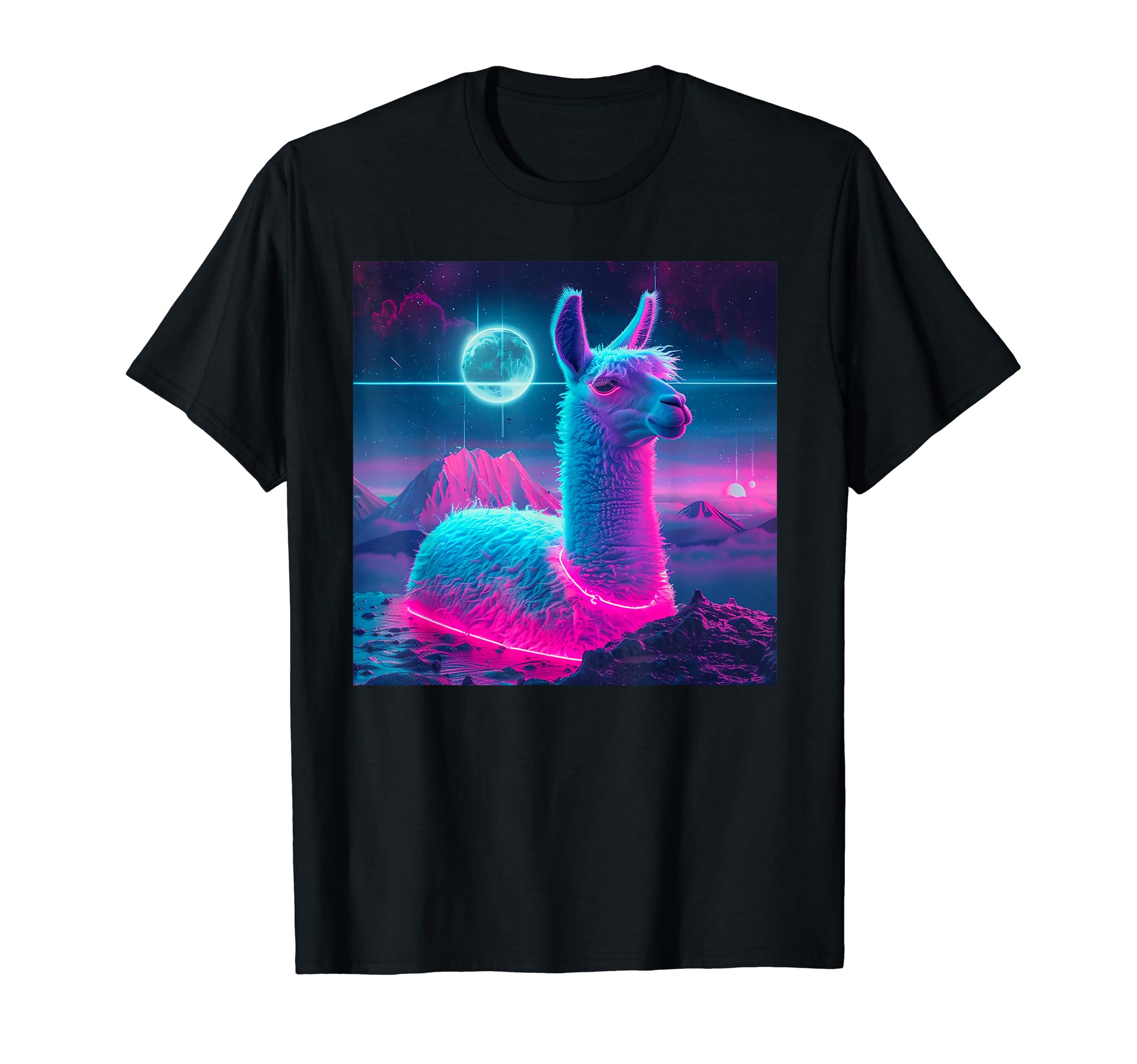 Aesthetic Vaporwave 80S 90S Llama T-Shirt - Casual Everyday Wear Men Women - T-Shirt, Sweatshirt, Hoodie