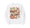 Boho Fall Pumpkins Daisies Bows Sweatshirt - Fun Novelty Design for Adults - T-Shirt, Sweatshirt, Hoodie