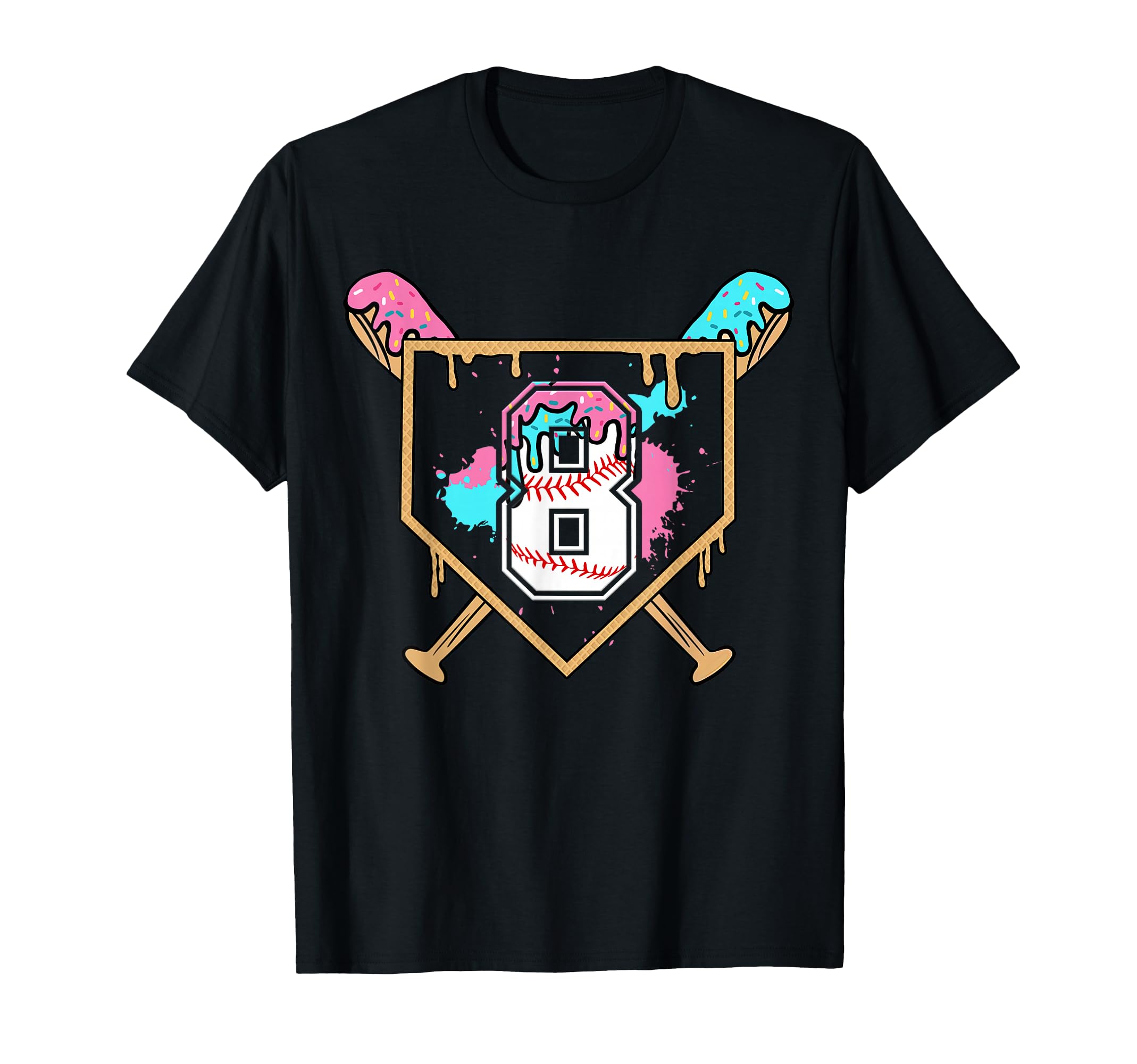 8Th Birthday Baseball Bat Ice Cream T-Shirt - Novelty Apparel for Adults - T-Shirt, Sweatshirt, Hoodie