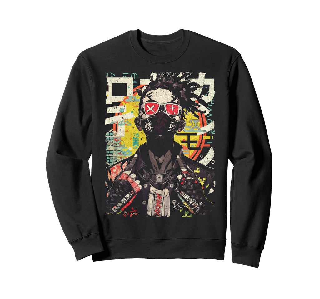 Japanese Streetwear Afro Cyberpunk Sweatshirt - Aesthetic Graphic Unisex - T-Shirt, Sweatshirt, Hoodie