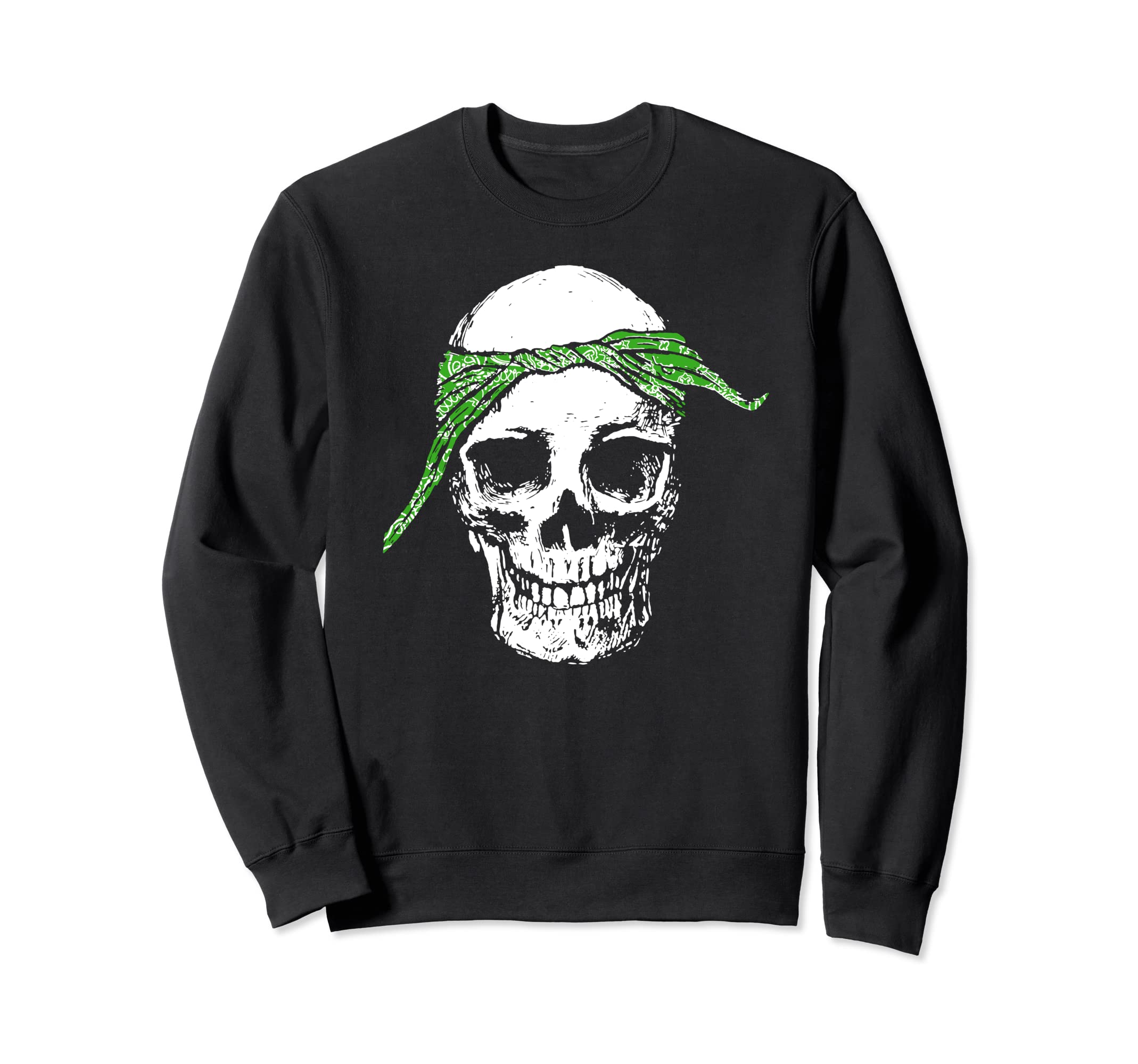 Hiphop Skull Green Do Rag Bandana Sweatshirt - Fun Novelty Design Unisex - T-Shirt, Sweatshirt, Hoodie