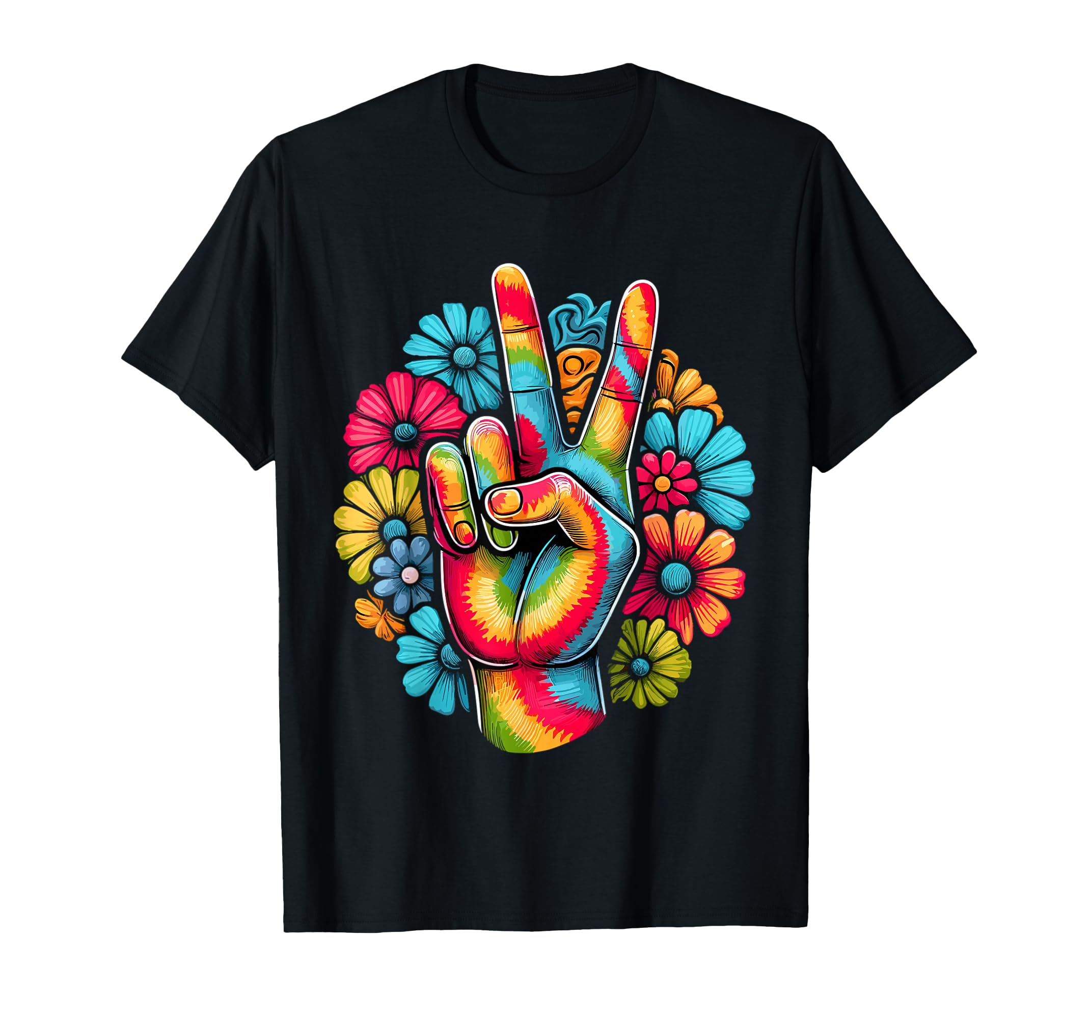 Love And Peace Tie Dye Flower Hippie T-Shirt - Streetwear Style Unisex - T-Shirt, Sweatshirt, Hoodie