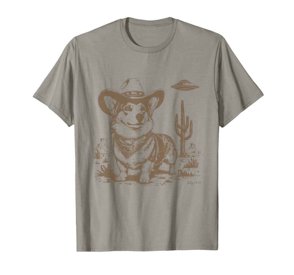 Funny Corgi Ufo Western Cowboy 90S T-Shirt - Fun Novelty Design Unisex - T-Shirt, Sweatshirt, Hoodie