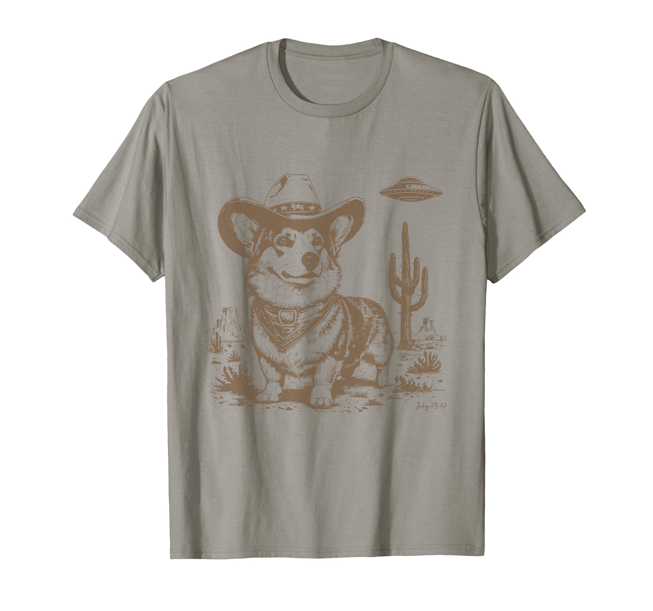 Funny Corgi Ufo Western Cowboy 90S T-Shirt - Fun Novelty Design Unisex - T-Shirt, Sweatshirt, Hoodie